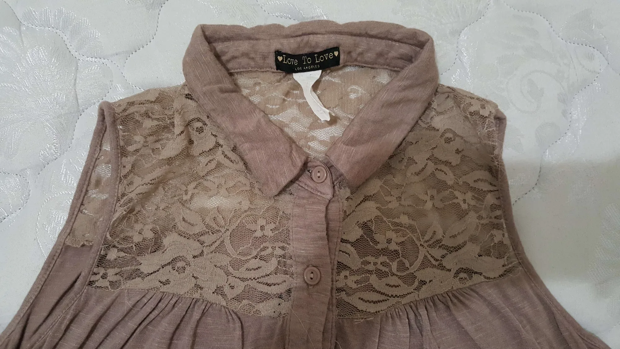 Lace and Fabric Button Down "Love to Love (Los Angeles)" Top ...