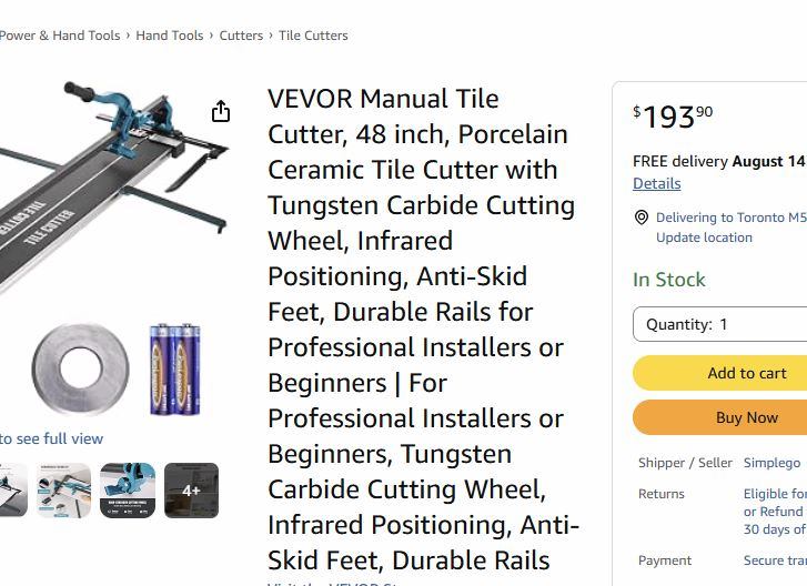 30. LIKE NEW 48" Manual Tile Cutter with Wheel - photo 5