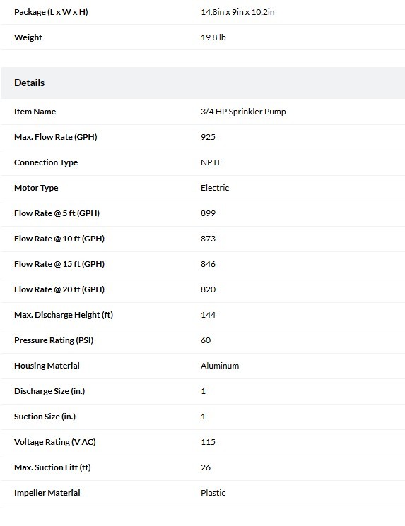34 HP Sprinkler Pump - photo 3
