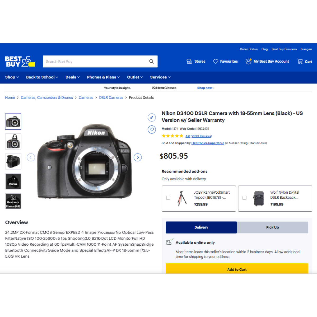 Retail Price$910-Perfect Condition Nikon D3400DSLR +18-55mm Lens - photo 2