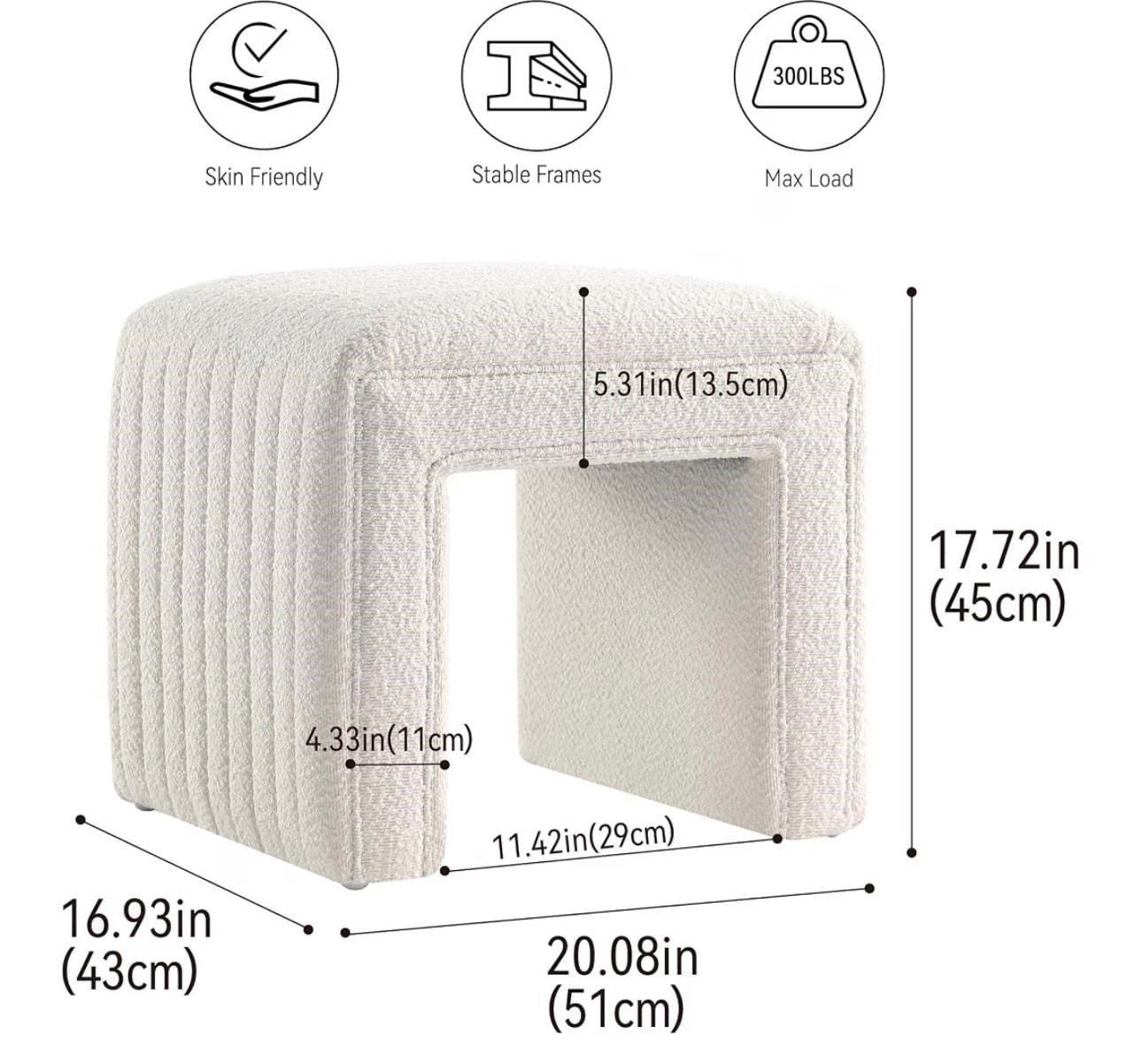White Vanity Stool Ottoman - photo 4