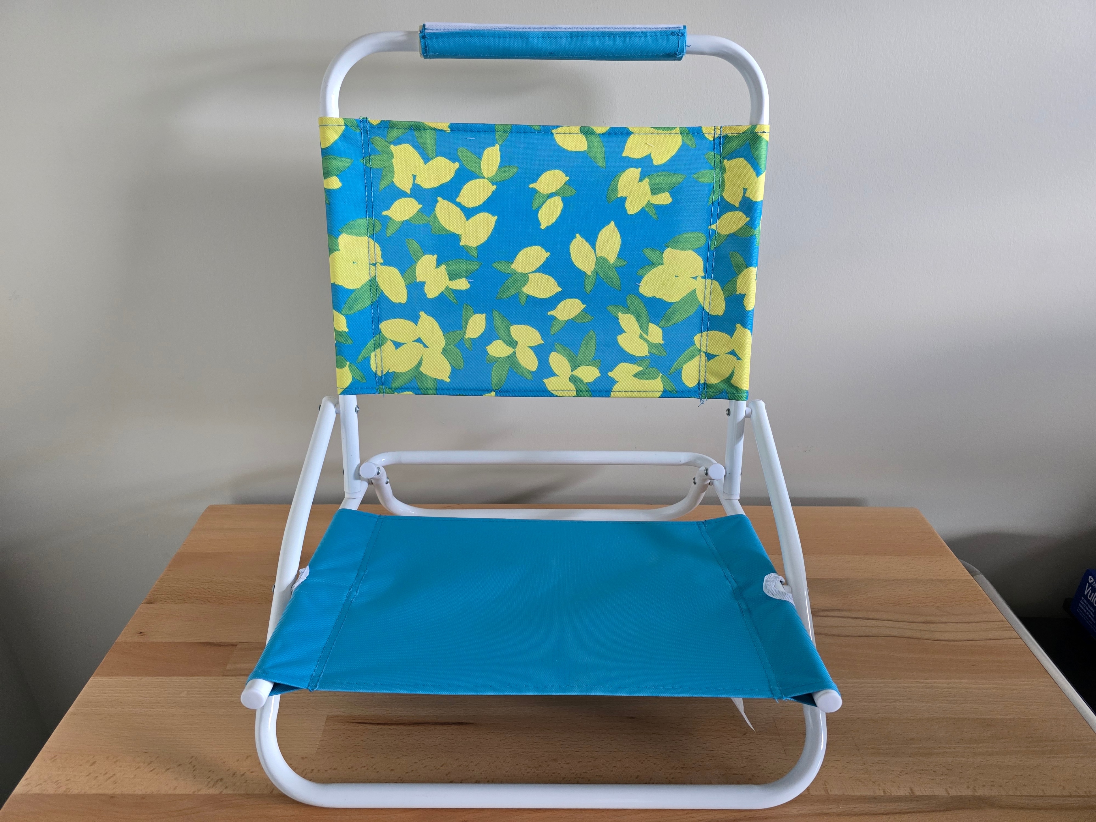 Blue lemon themed Beach Chair Sand Used Twice