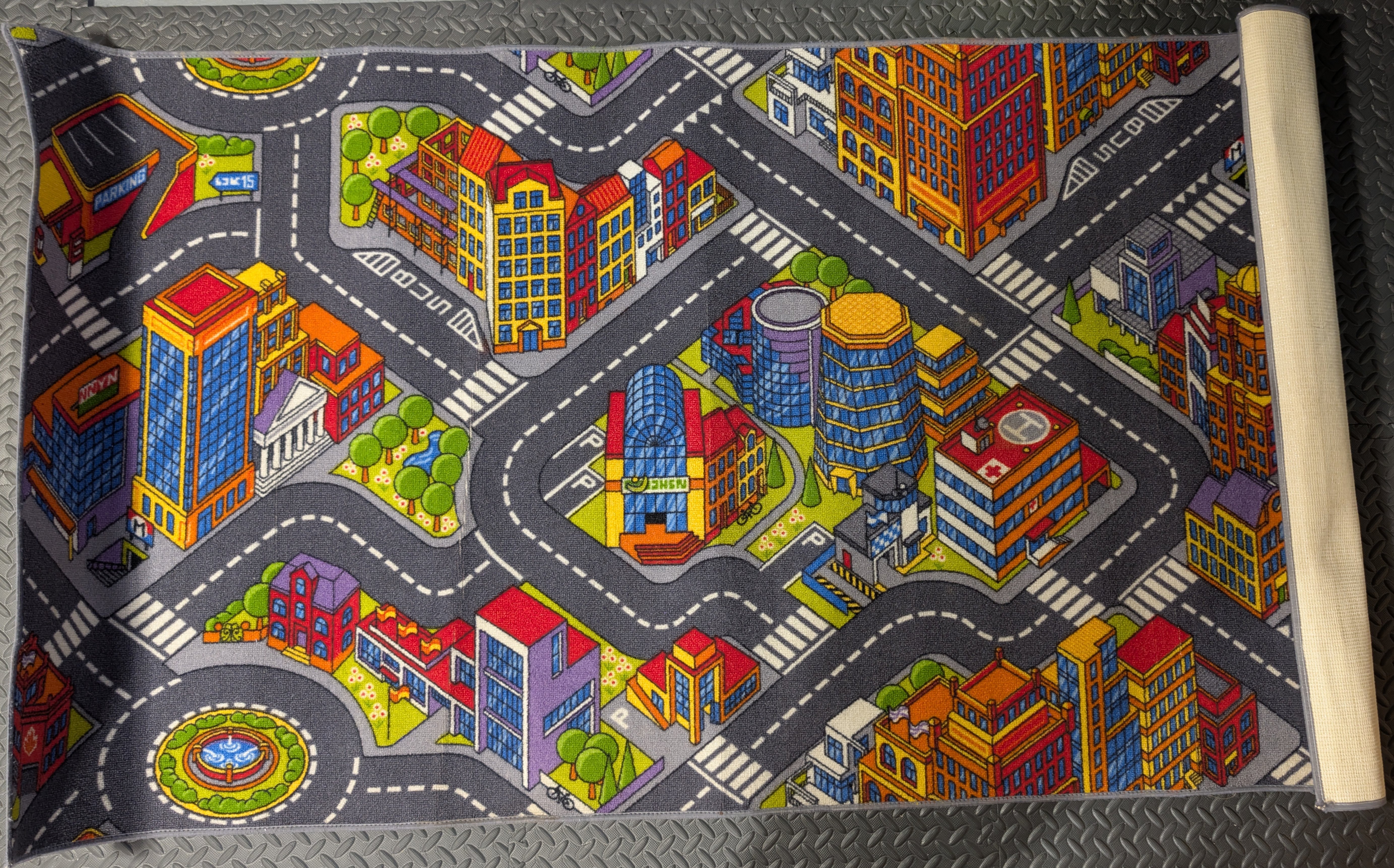 Children's City Road Play Rug (1m x 1.9m)