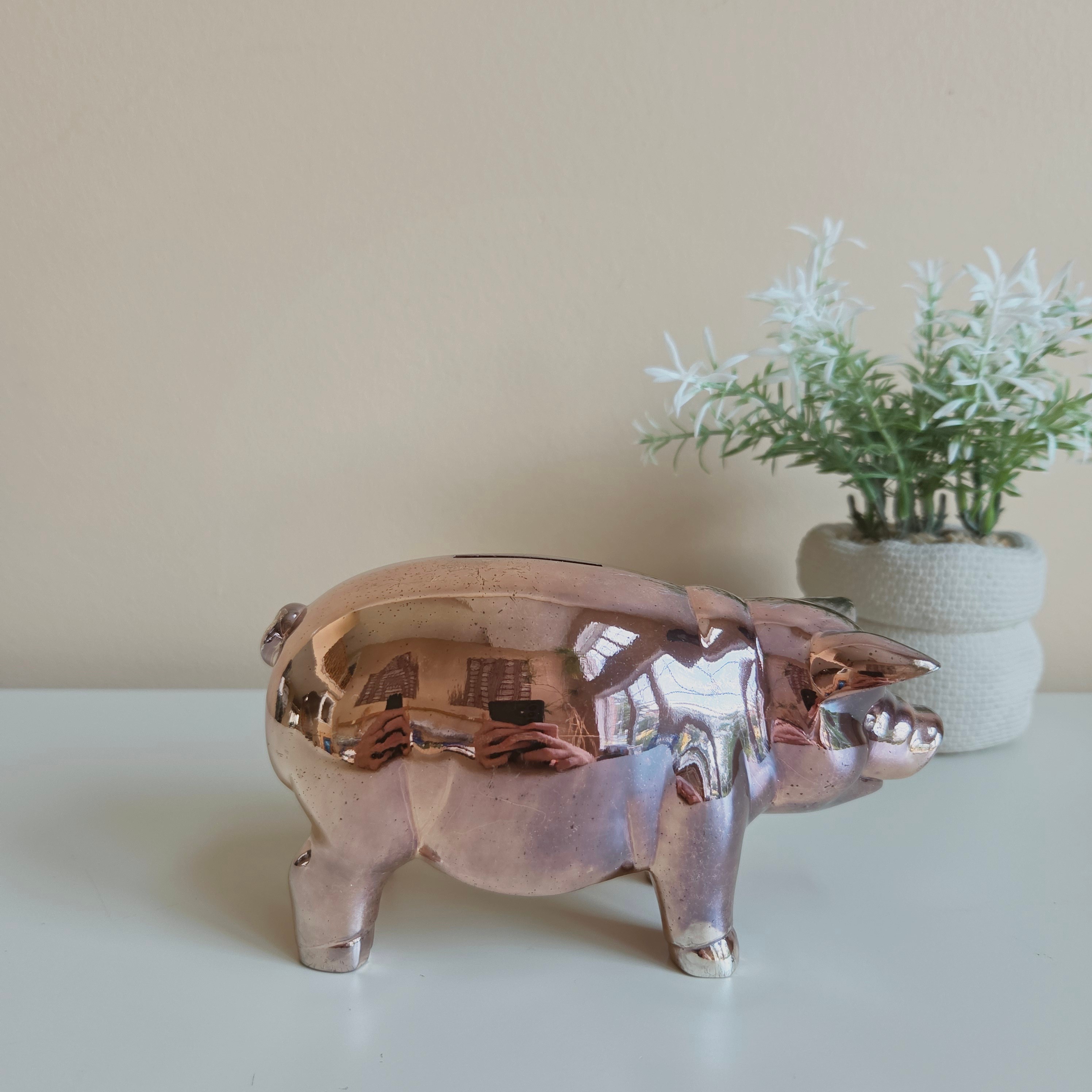Reed & Barton - Pink Silverplate Piggy Coin Bank - Pre-Loved! 🐷 - photo 2