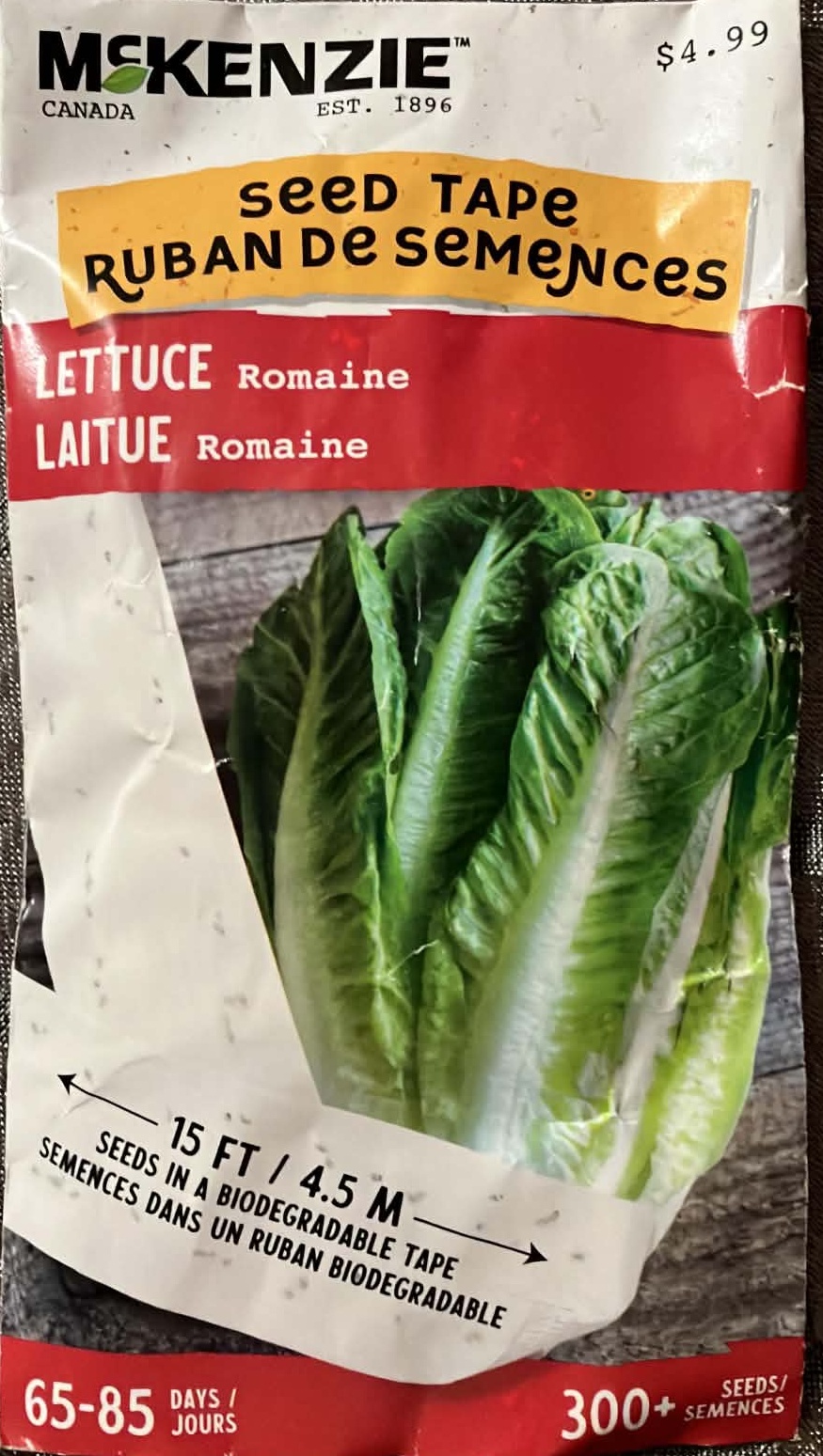 Seed Tape Lettuce Romaine Seeds