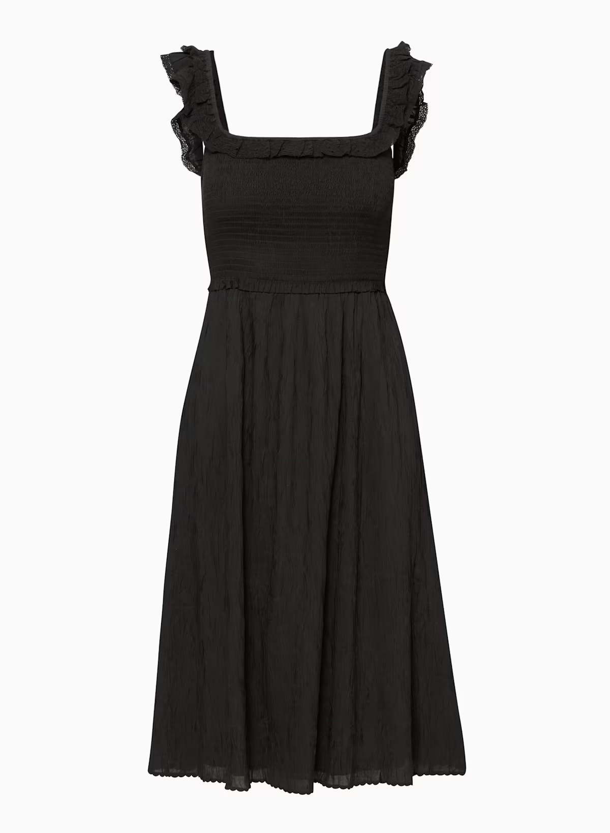 Wilfred (Aritzia) Reminisce Dress – Black Smocked Midi, Size 2XS - photo 4