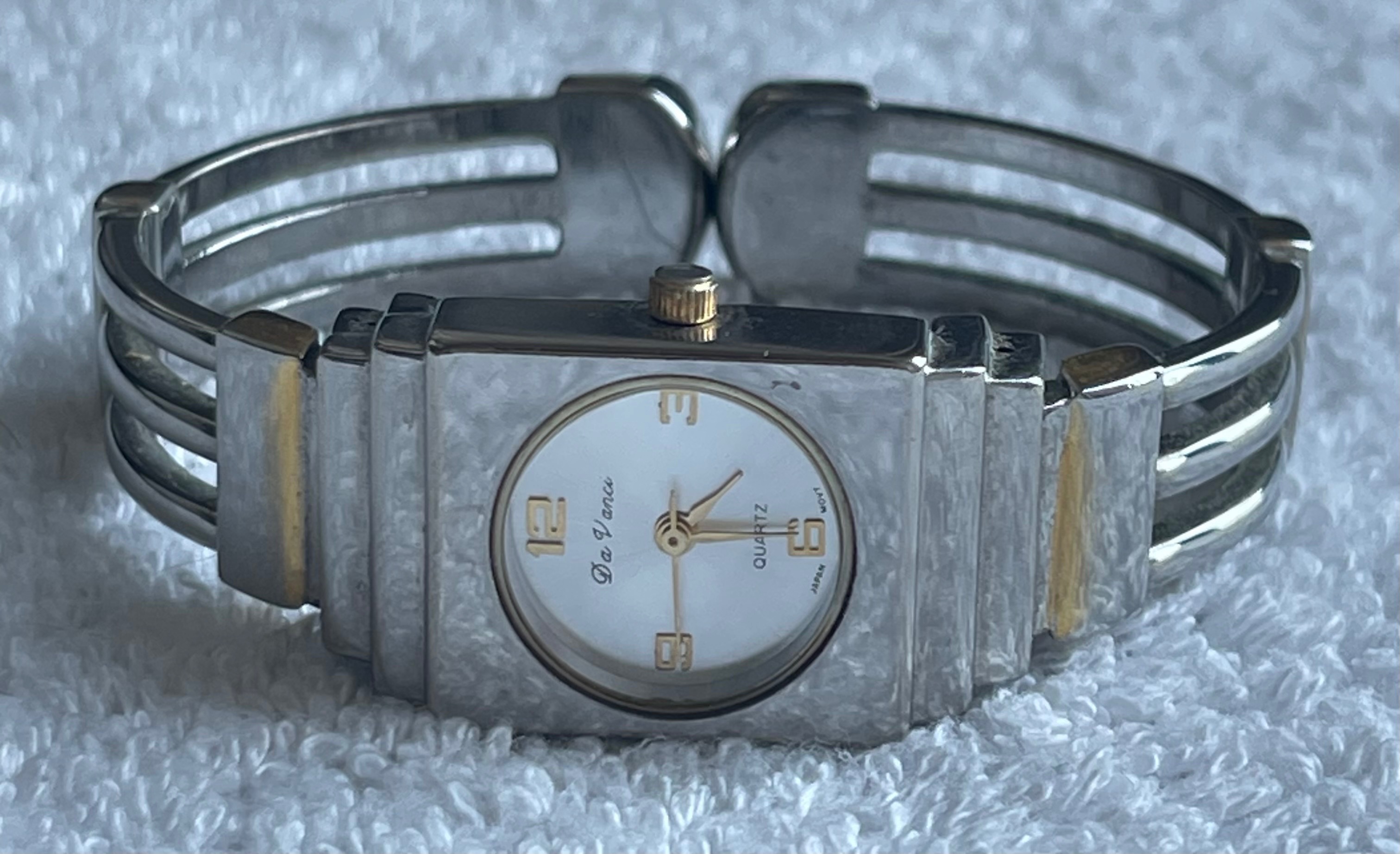 Vintage Da Vinci Two-Tone Art Deco Cuff Watch (Needs Battery)