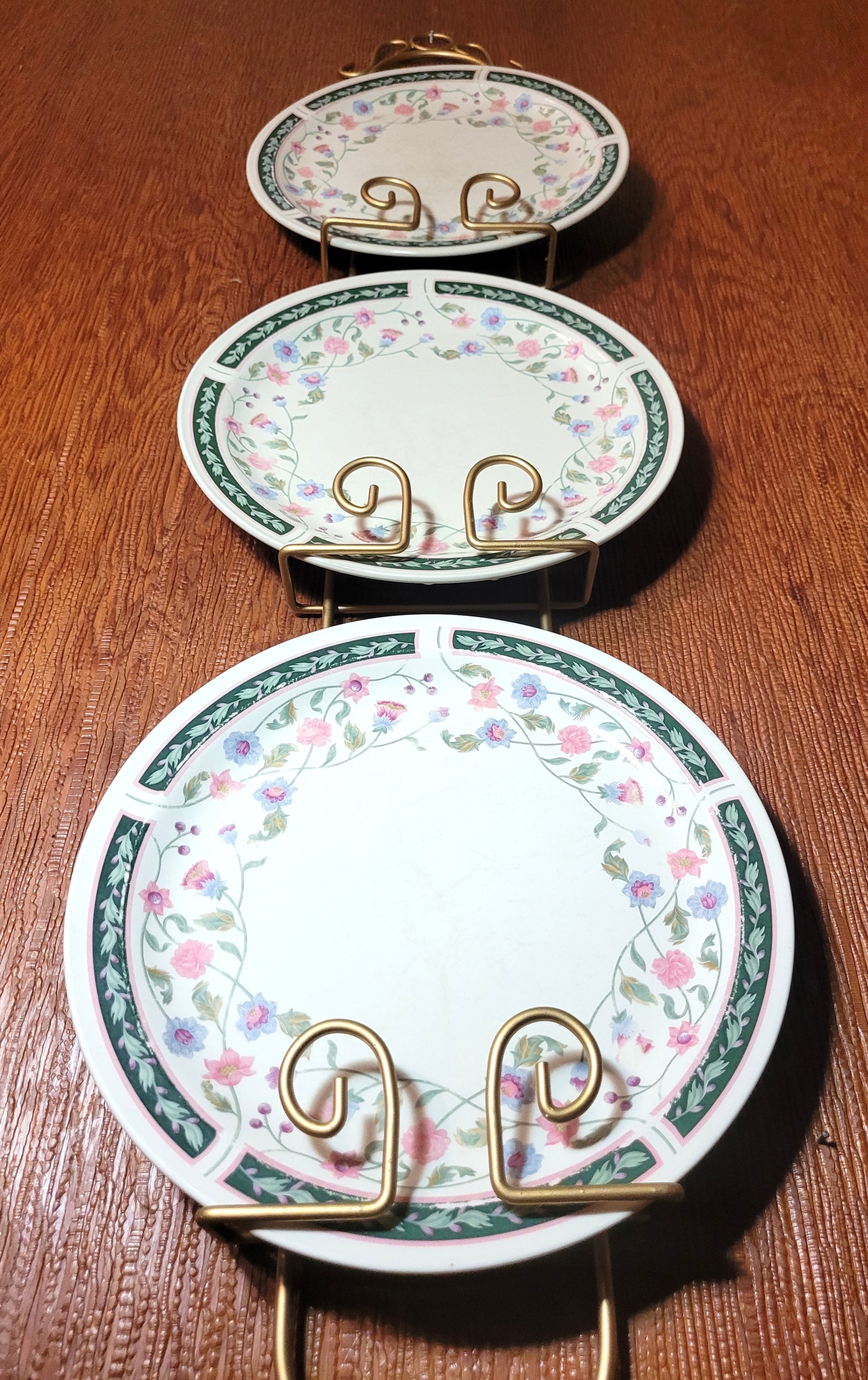 Sunflower China 1995 Floral Wall Display Plates with Wire Rack - photo 4