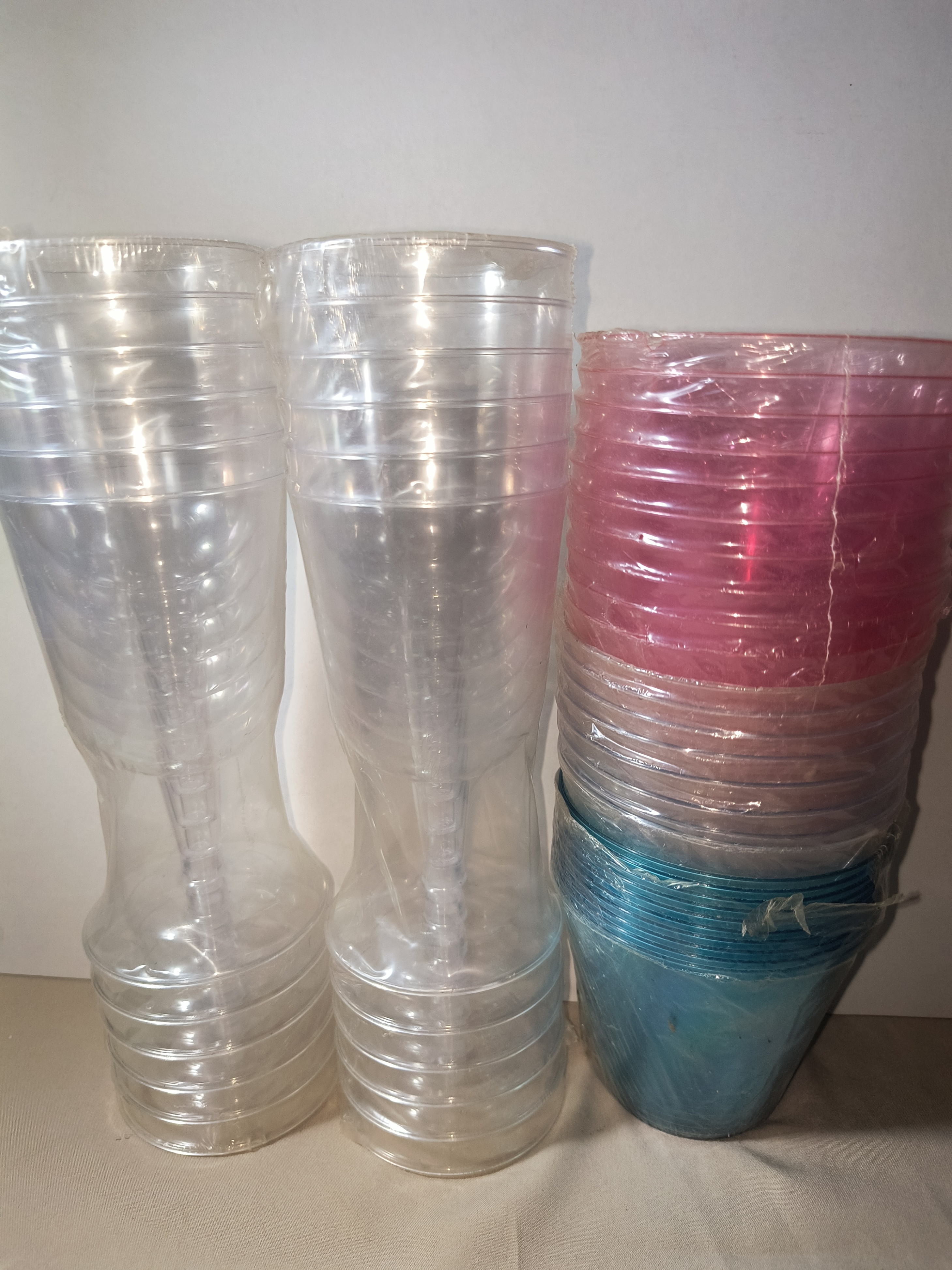 5 Packs of Bulk Party Drinkware Plastic Tumblers & Wine Glasses!