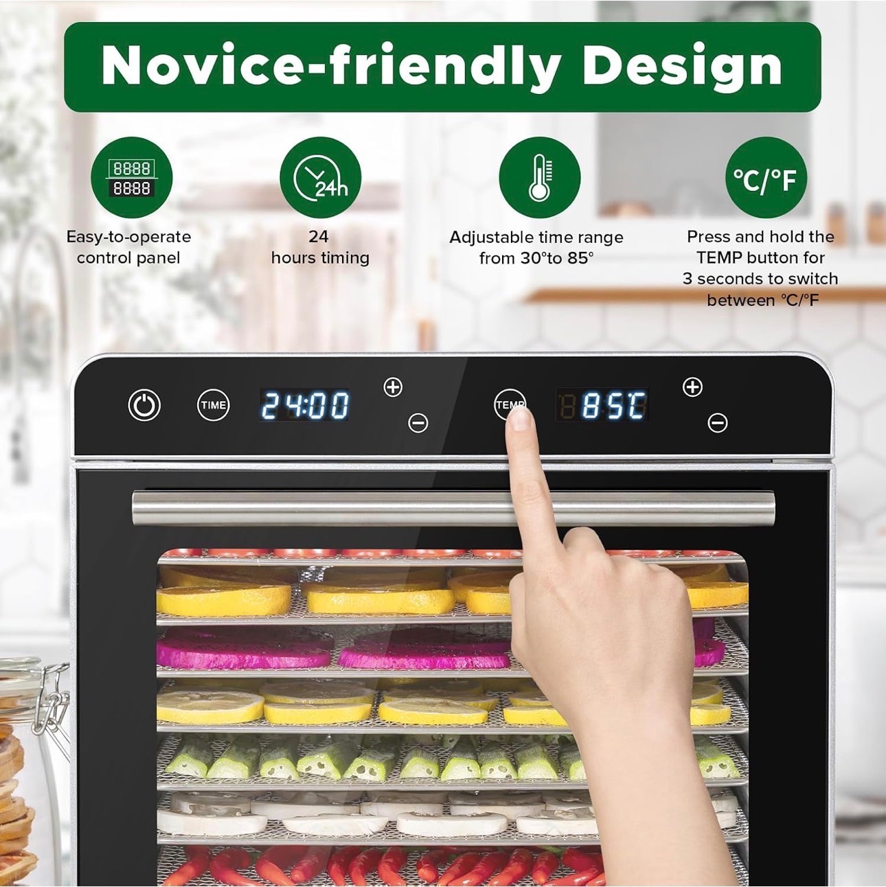 Stainless Steel Food Dehydrator Double-layer Construction 700W - photo 5