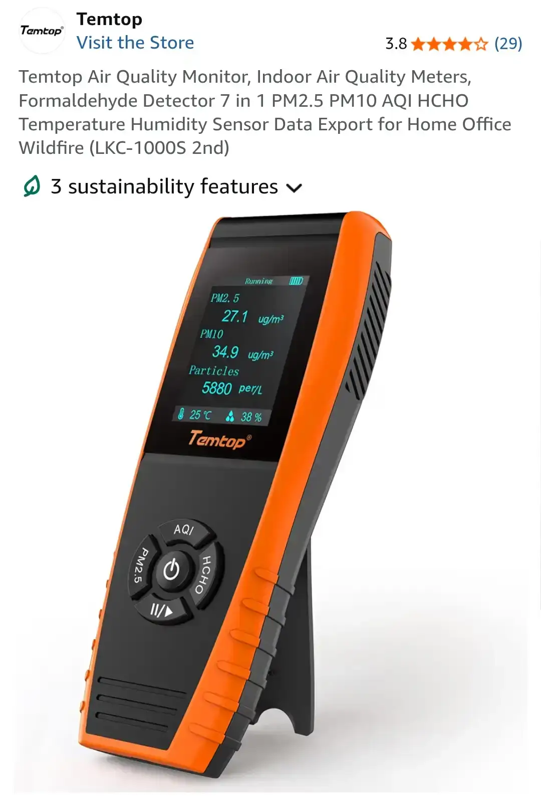 Temtop Air Quality Monitor Detector