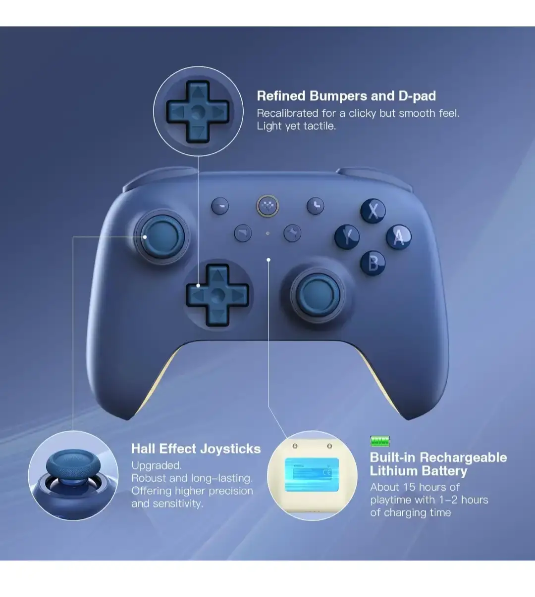 8BitDo Ultimate 2.4g Bluetooth Controller for Switch - Dark Blue - photo 2