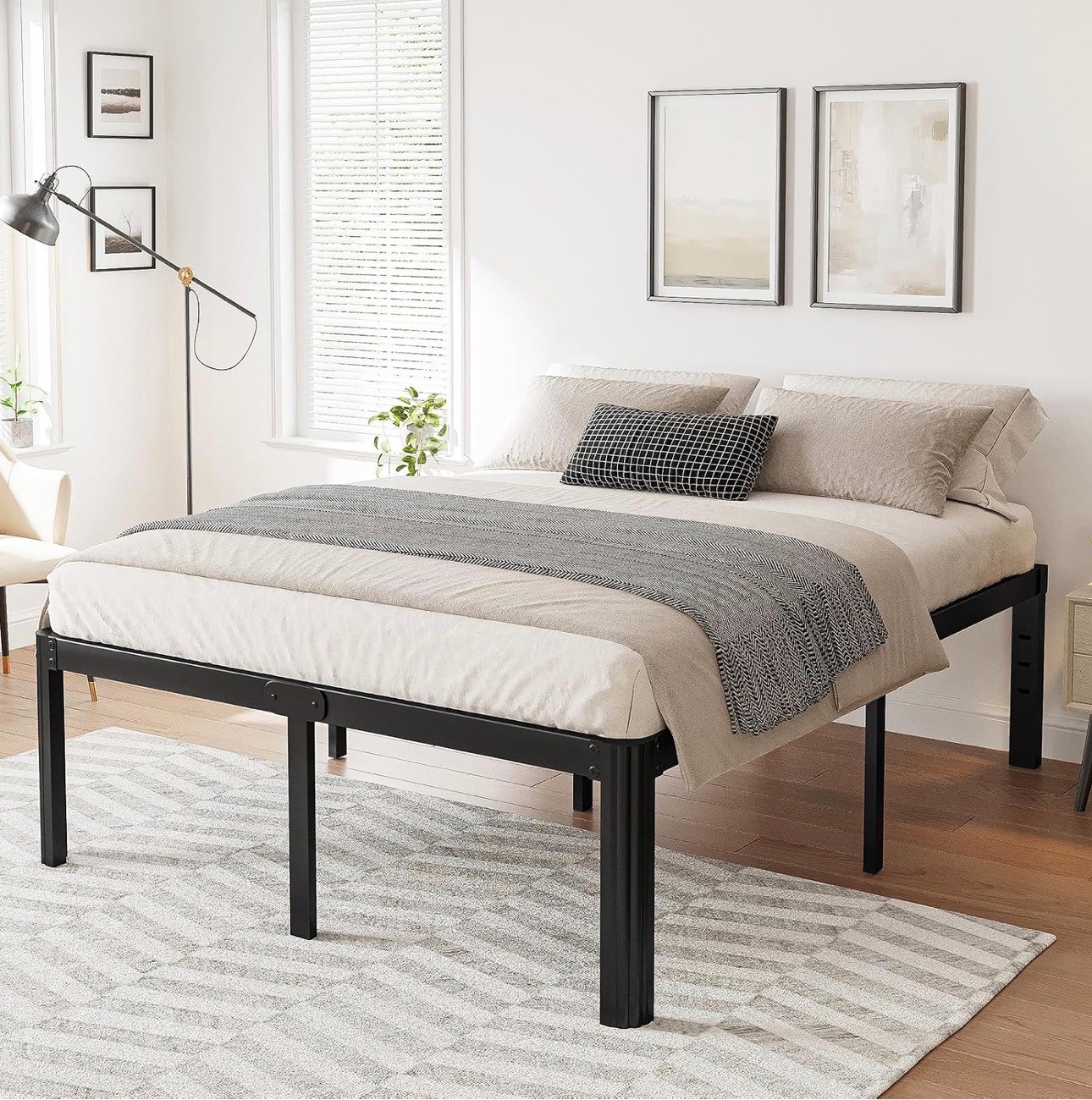 Queen Bed Frame 16" Heavy Duty Metal Bed Frame Easy Asssembly