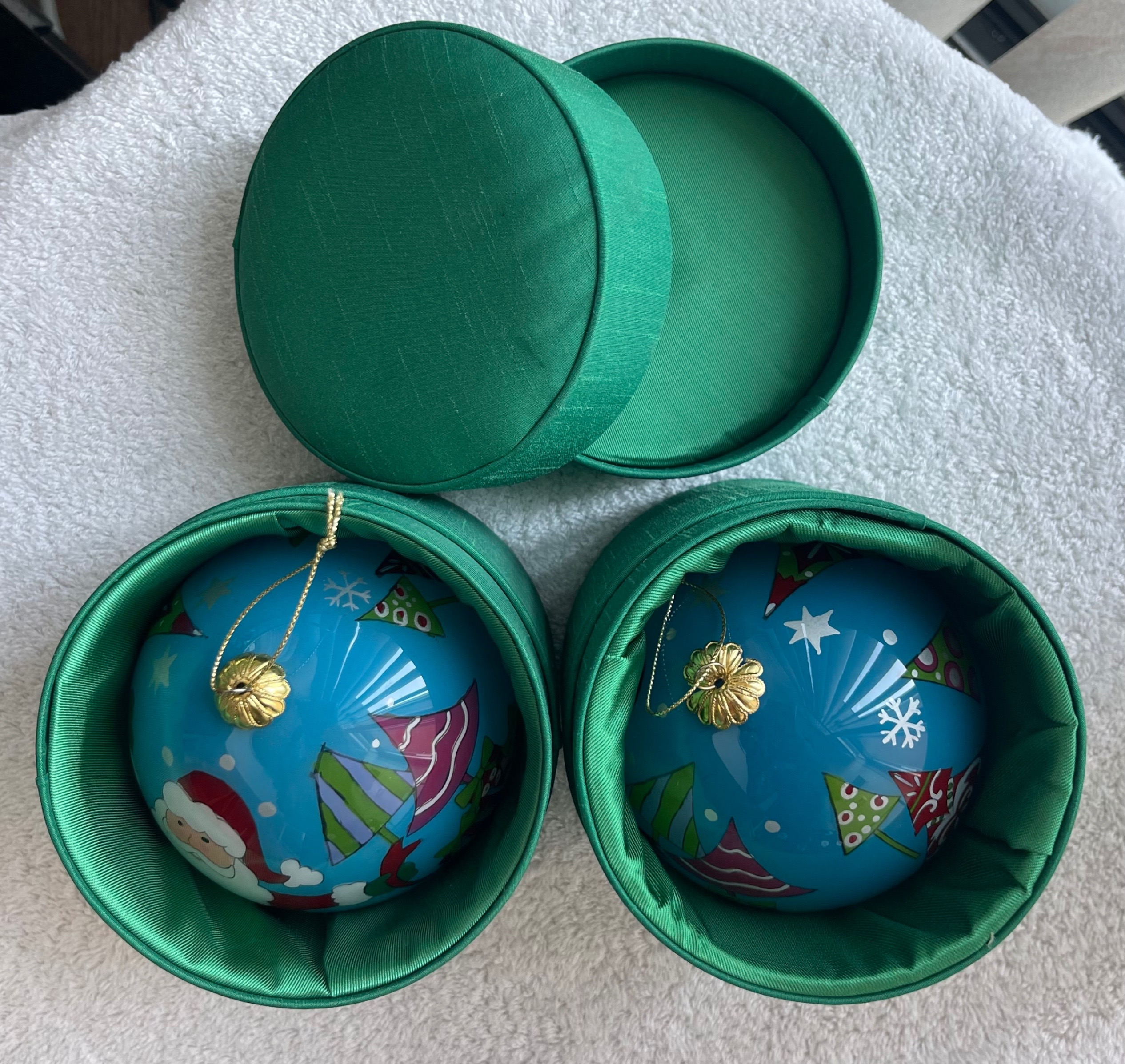 Pair 2007 Pier 1 Li Bien Hand-Painted Santa Ornaments 4" NIB - photo 2
