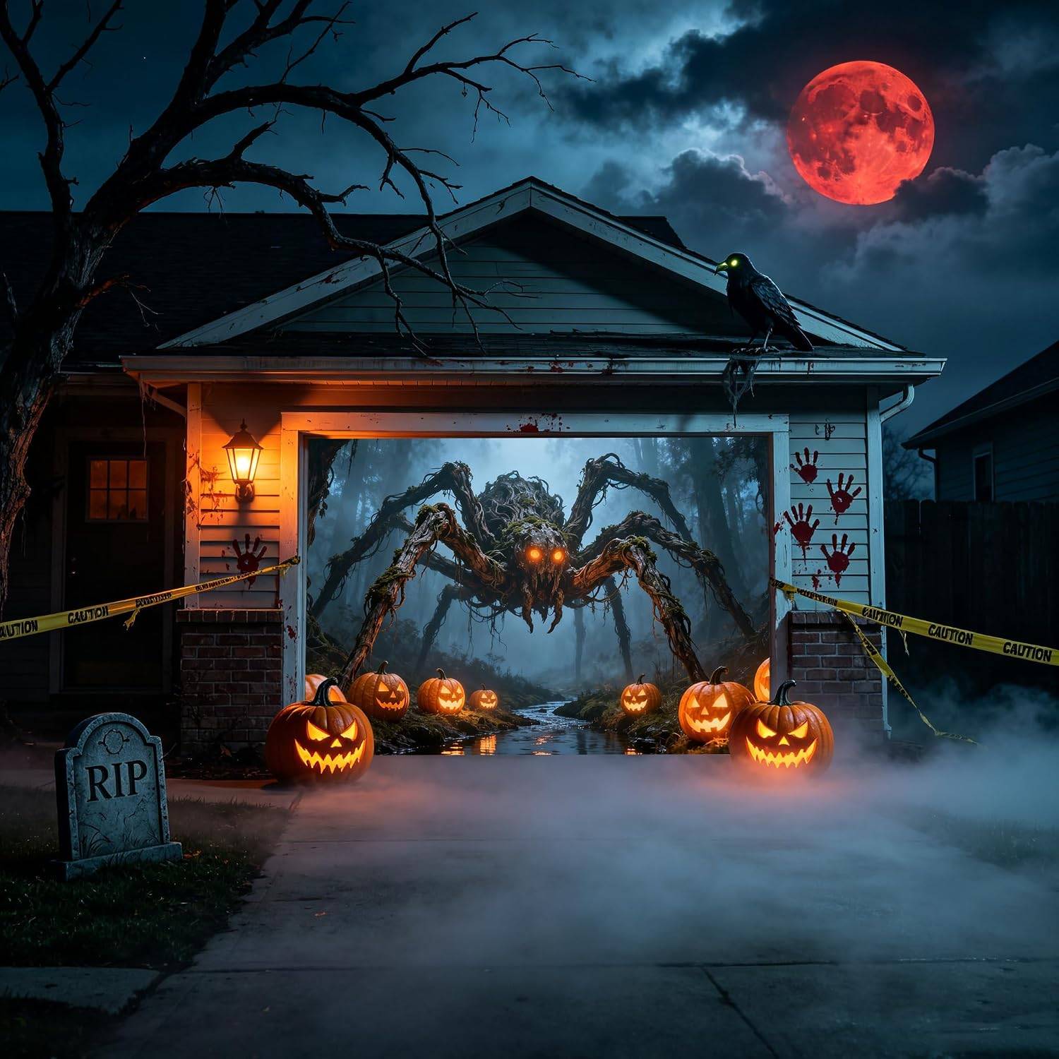 Halloween Garage Door Banner Giant Spider - photo 3