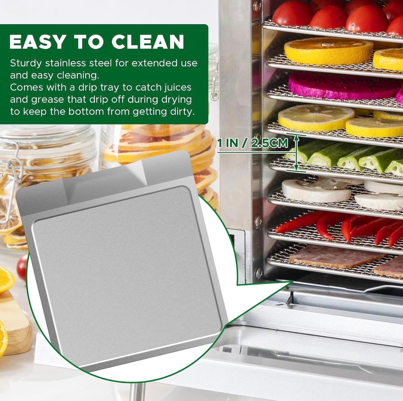 Stainless Steel Food Dehydrator Double-layer Construction 700W - photo 5