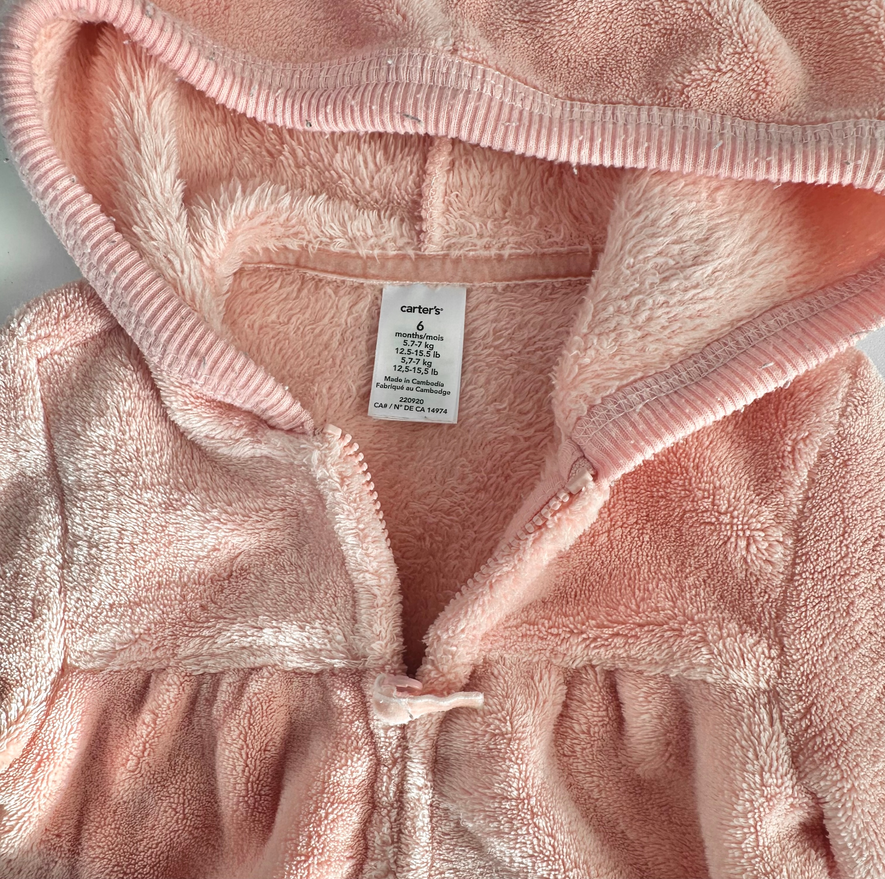 Baby Girl Fleece Hooded Zip Sweater - Carter's - 6-9 Months - photo 3