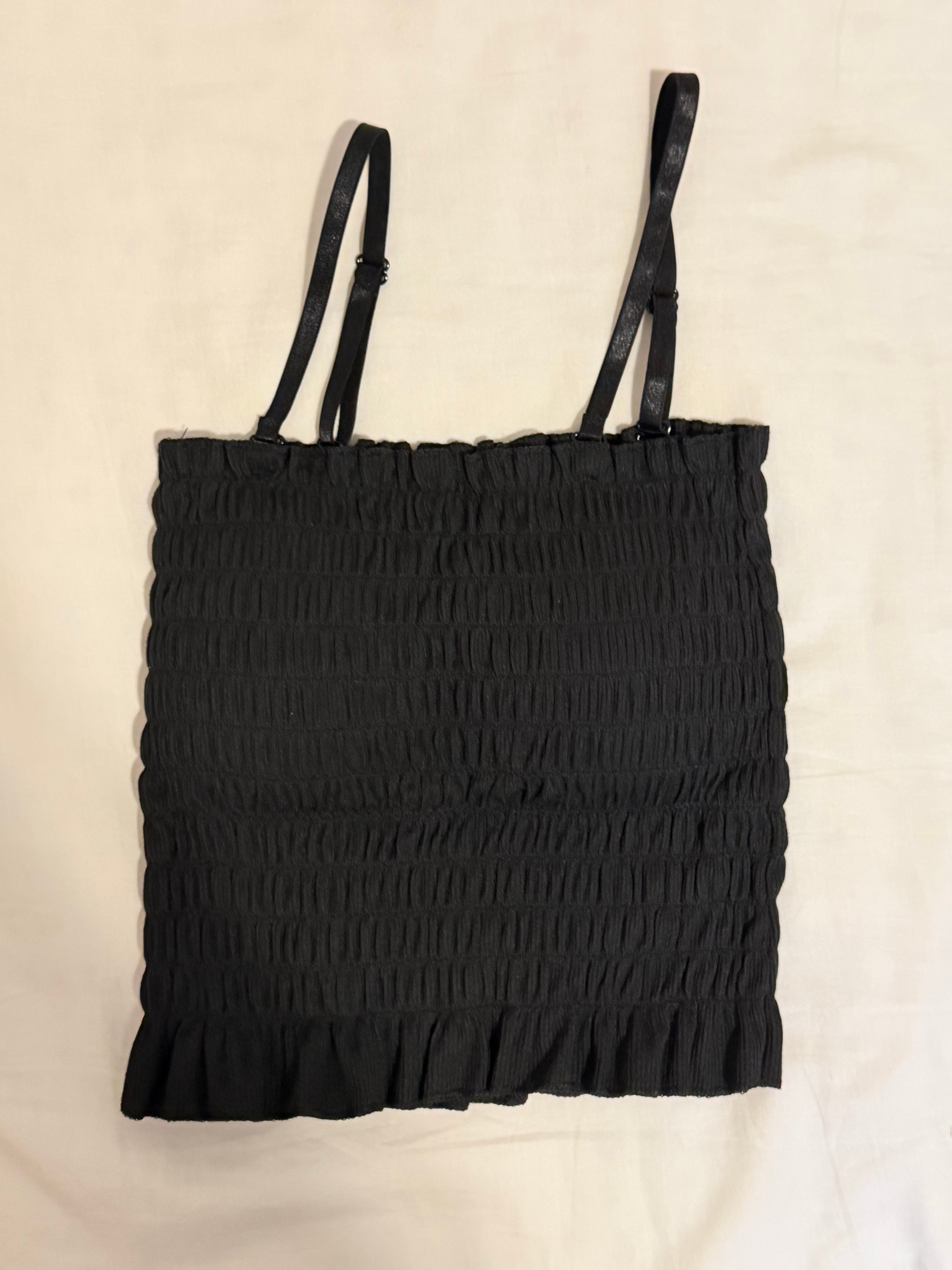 Women’s Black Smocked Cami Crop Top – Stretchy