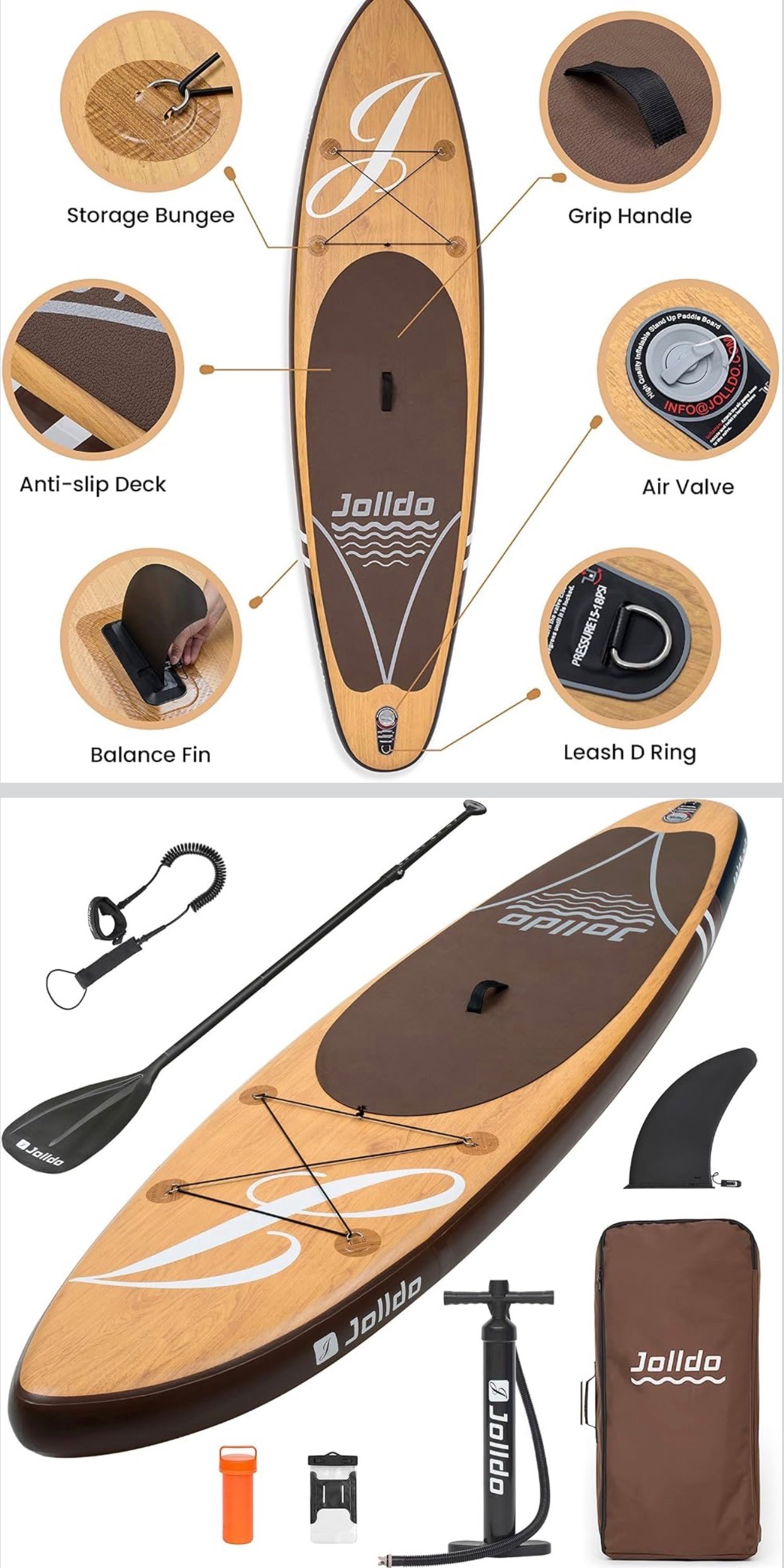 SUP Inflatable Stand Up Paddle Board 10’6”×31"×6" w/ Carrying ba - photo 4