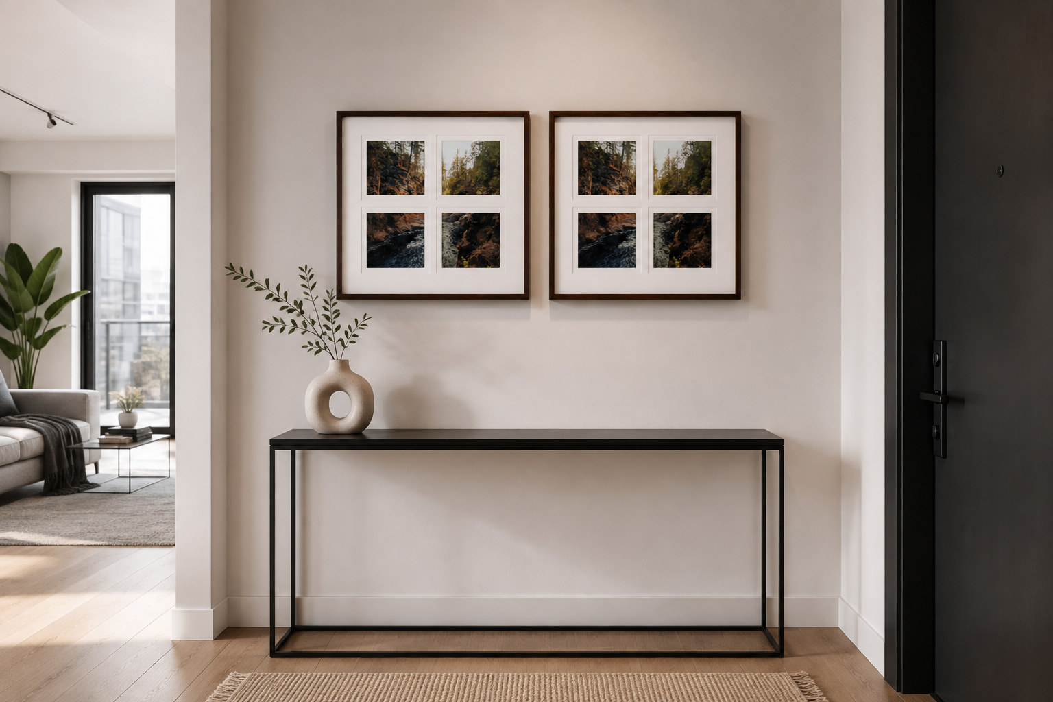 Set of 2 Walnut-Framed Nature Photo Collages – Modern Home Decor