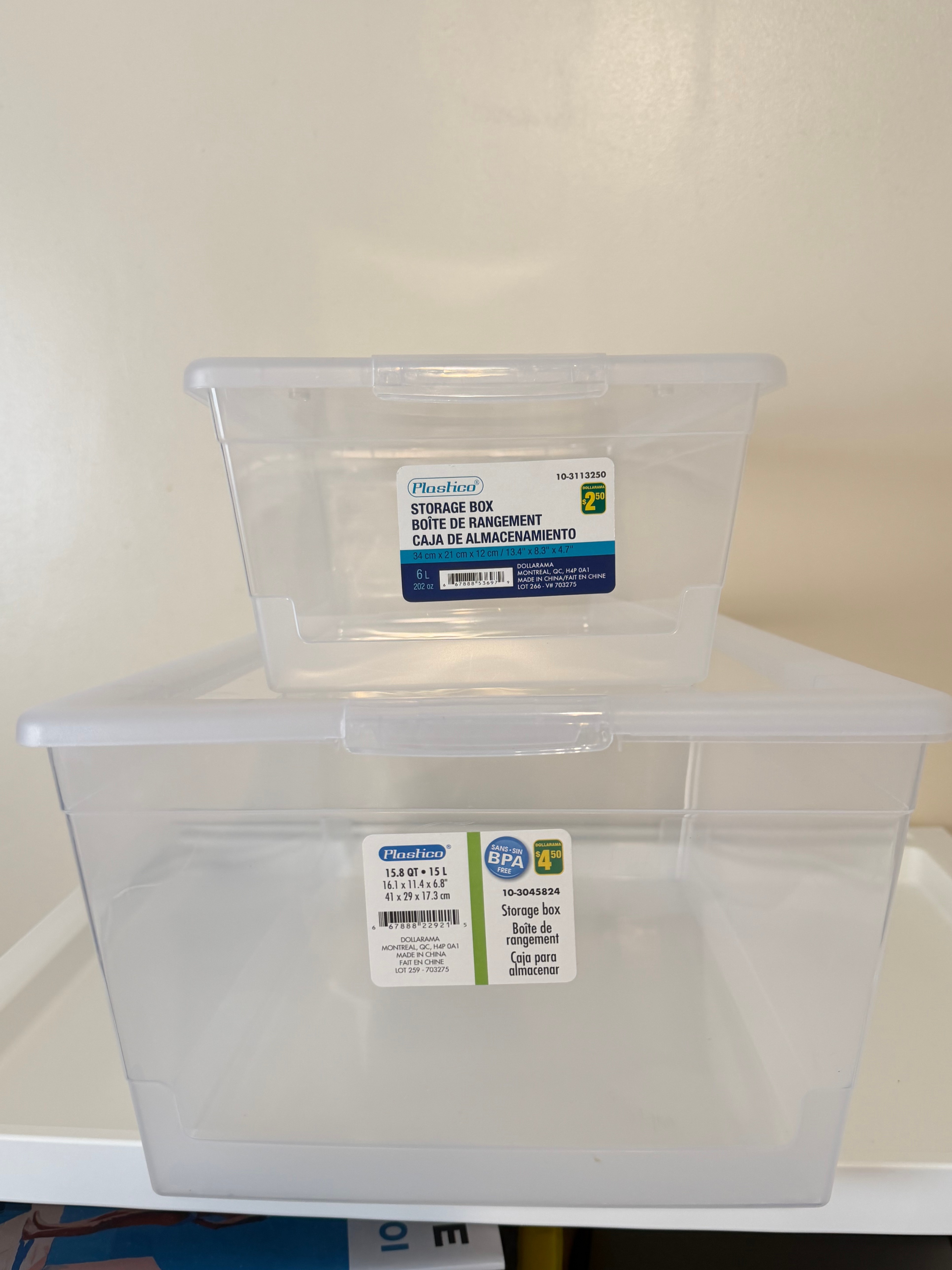 Set of 2 Plastico Clear Storage Boxes with Lids – 6L & 15L - photo 2