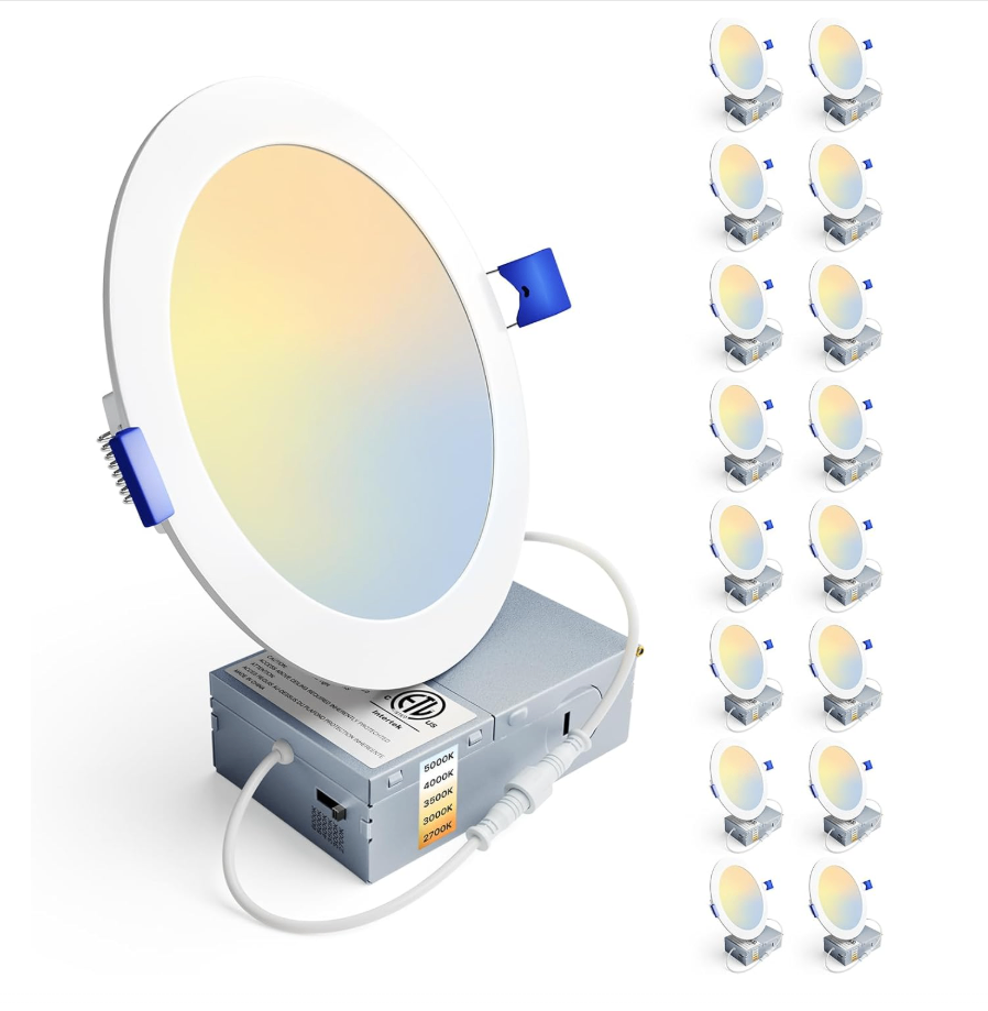 BRAND NEW Amico 12-Pack 6" 5CCT LED Slim Recessed Pot Lights