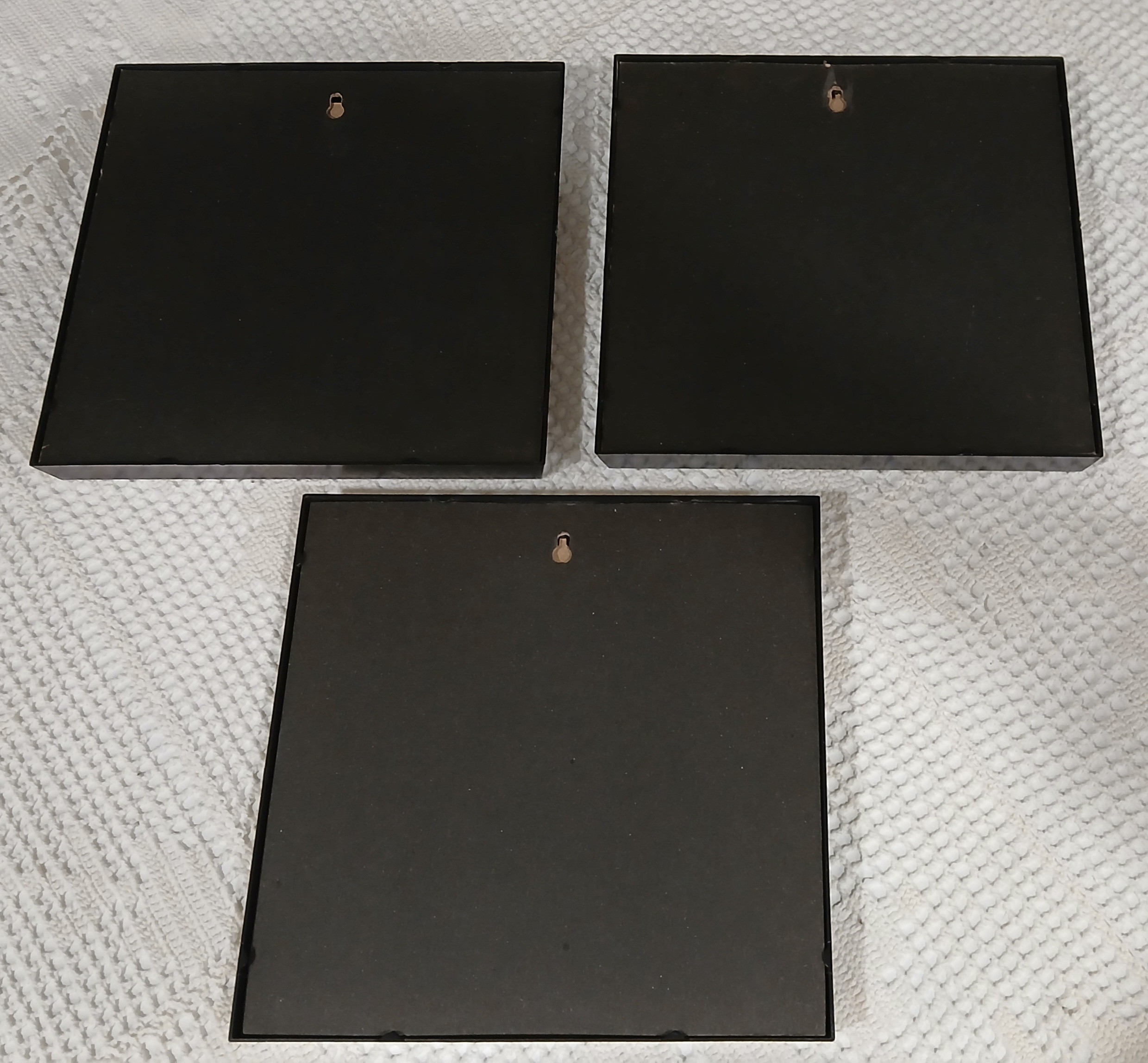 Set of 3 Square Black & Gold Picture Frames ,Glass Face - photo 2