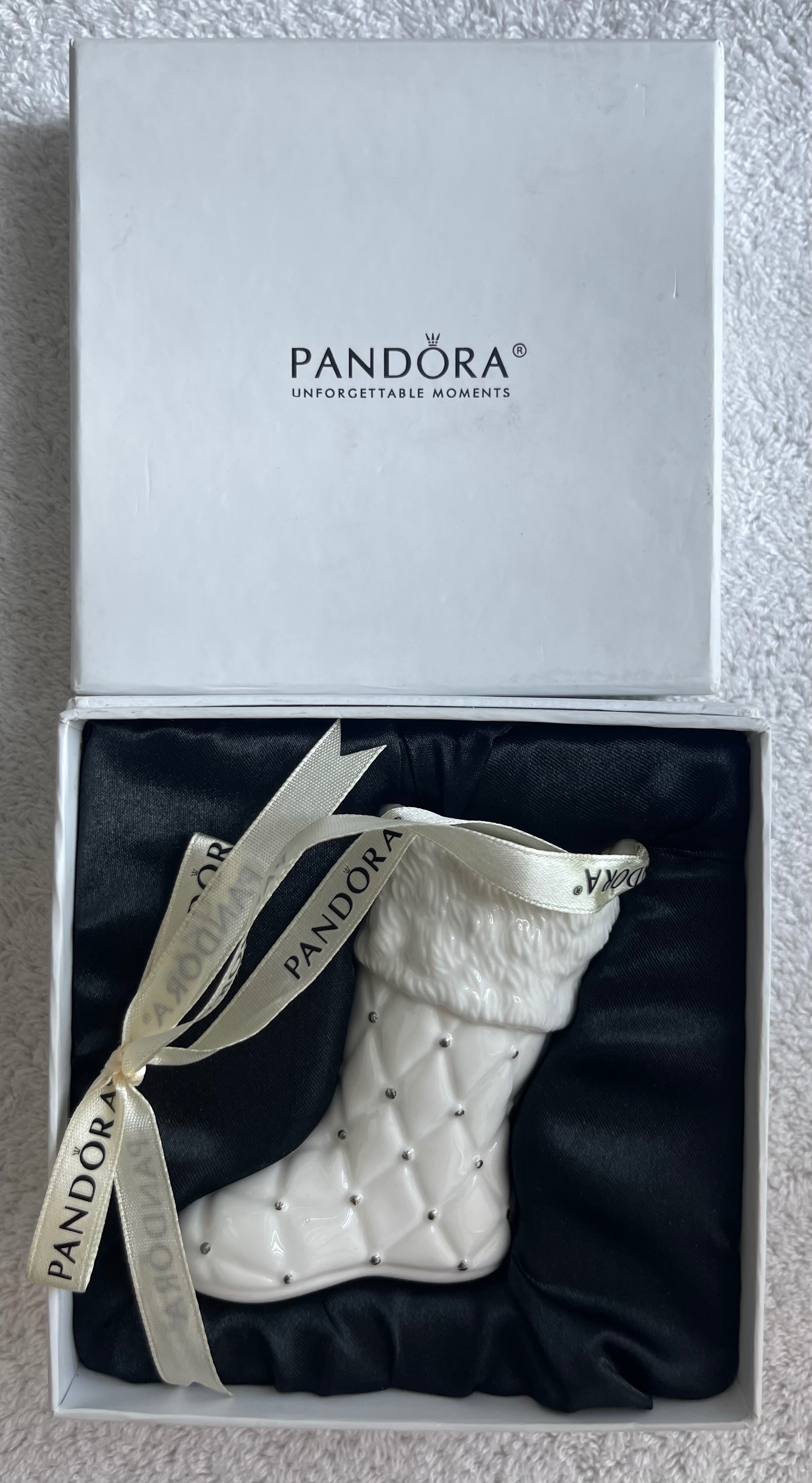 Vintage 2012 Pandora Porcelain Christmas Stocking Ornament NIB - photo 3