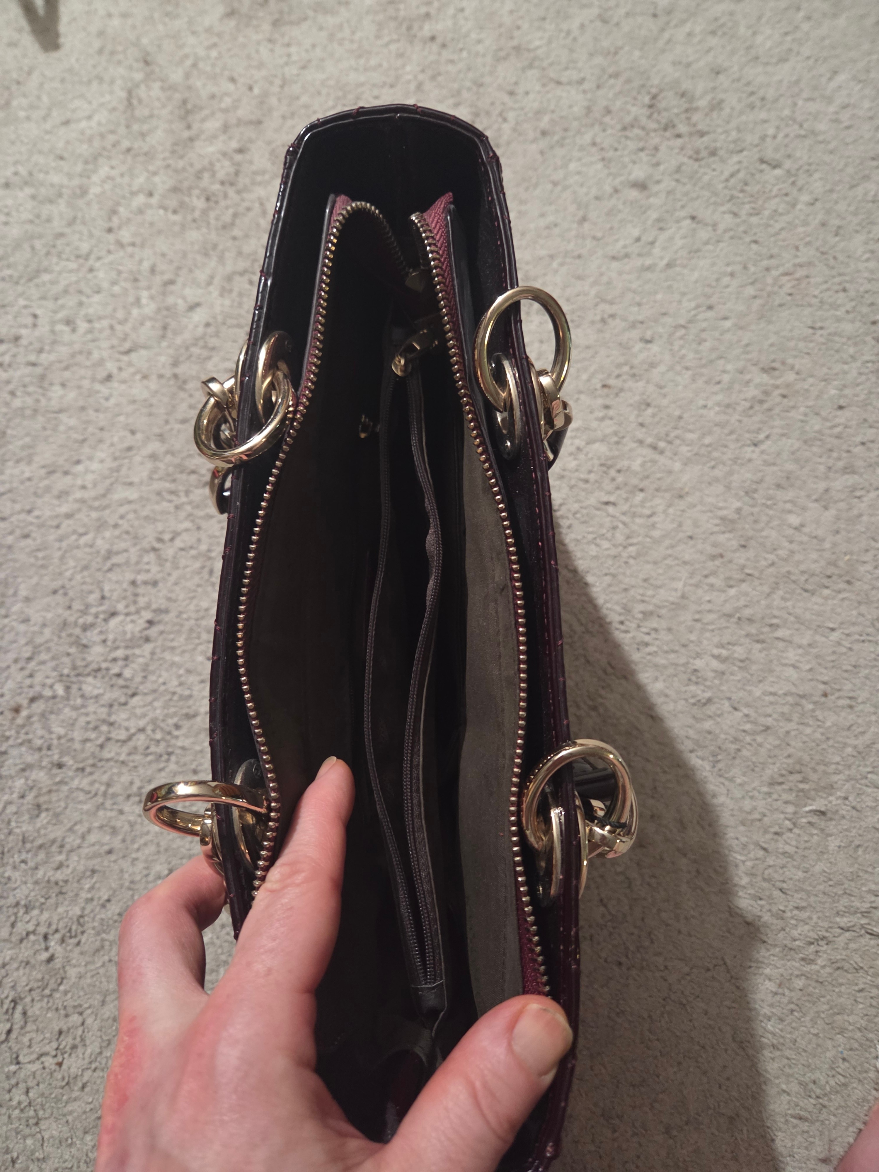 MINT Aimaily Quilted Patent Leather Style Handbag, Deep Burgundy - photo 2