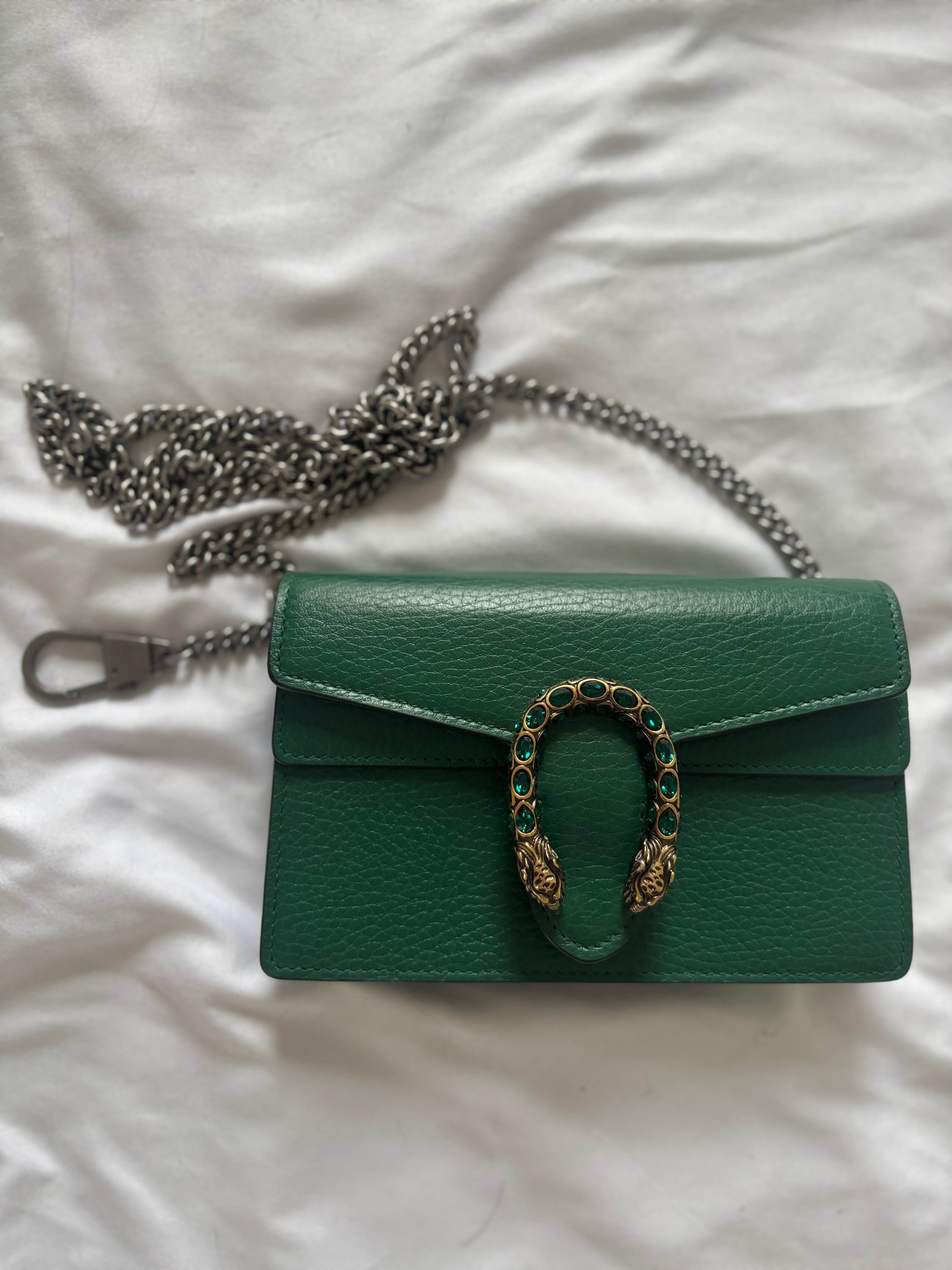 Authentic Gucci  Dionysus Green Super Mini Wallet Chain - photo 2