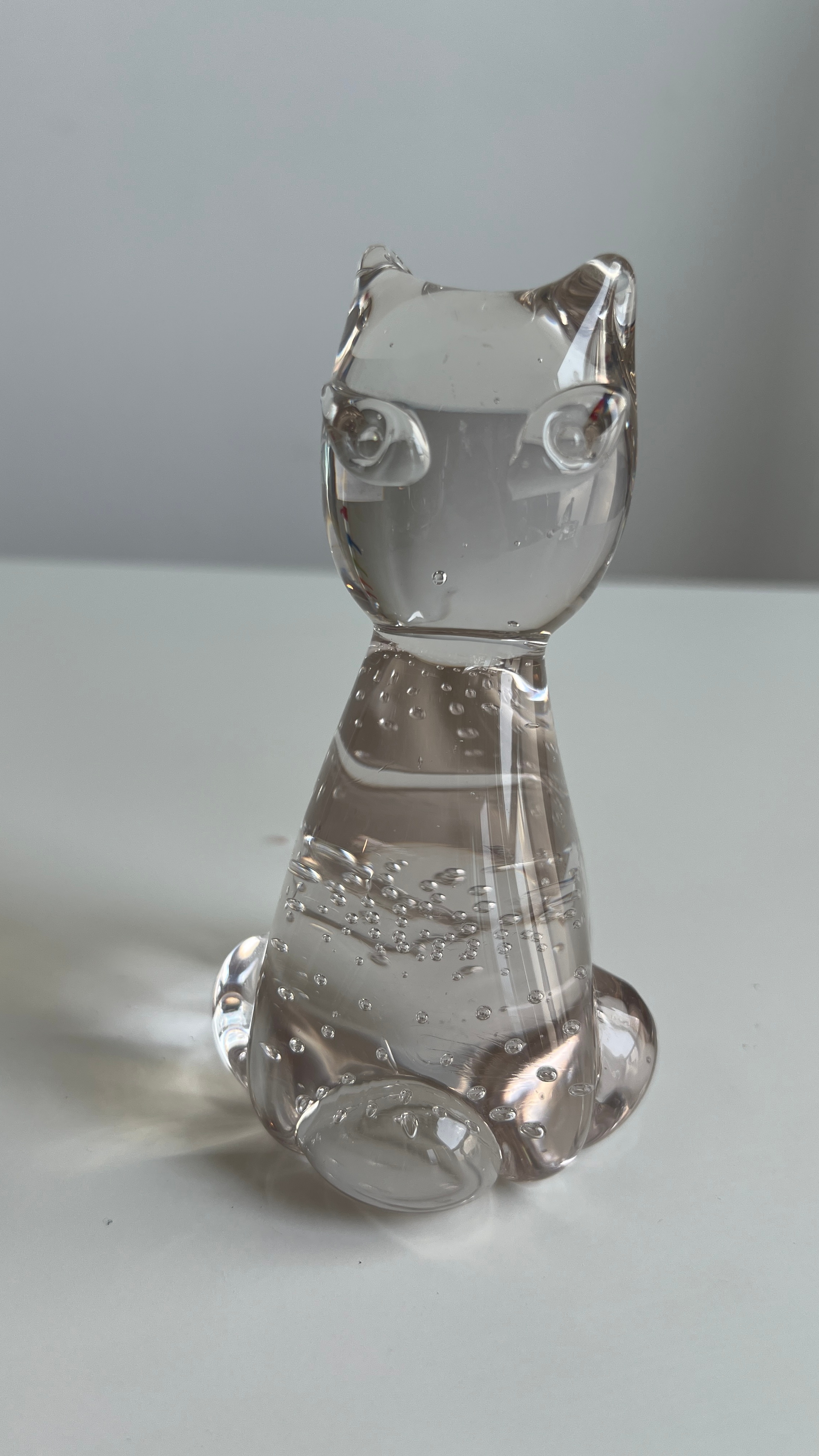Vintage Hand Blown Art Glass Cat Figurine PaperWeight