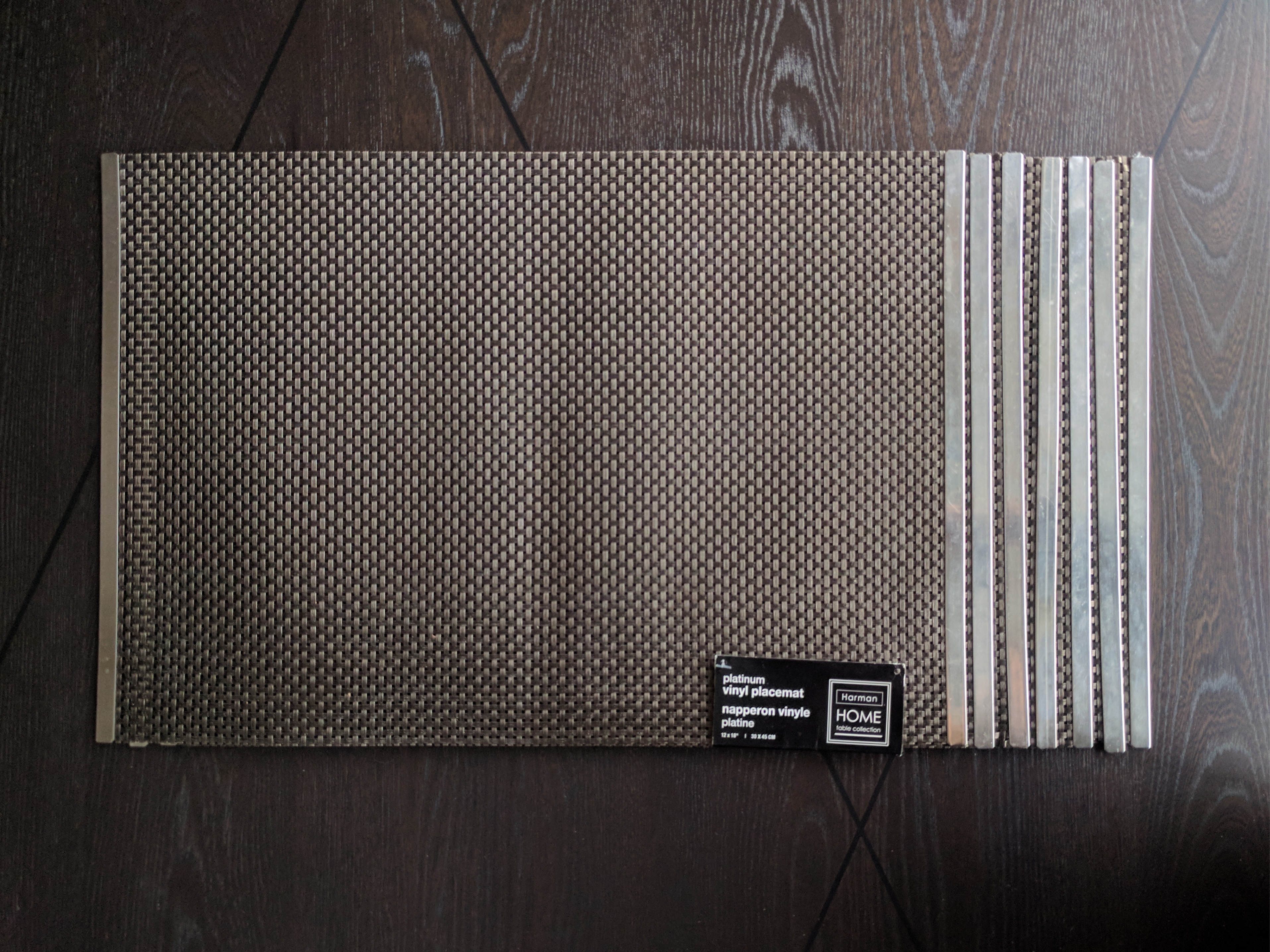 Harman Home Platinum Vinyl Placemats 12x18" - 7 Pieces