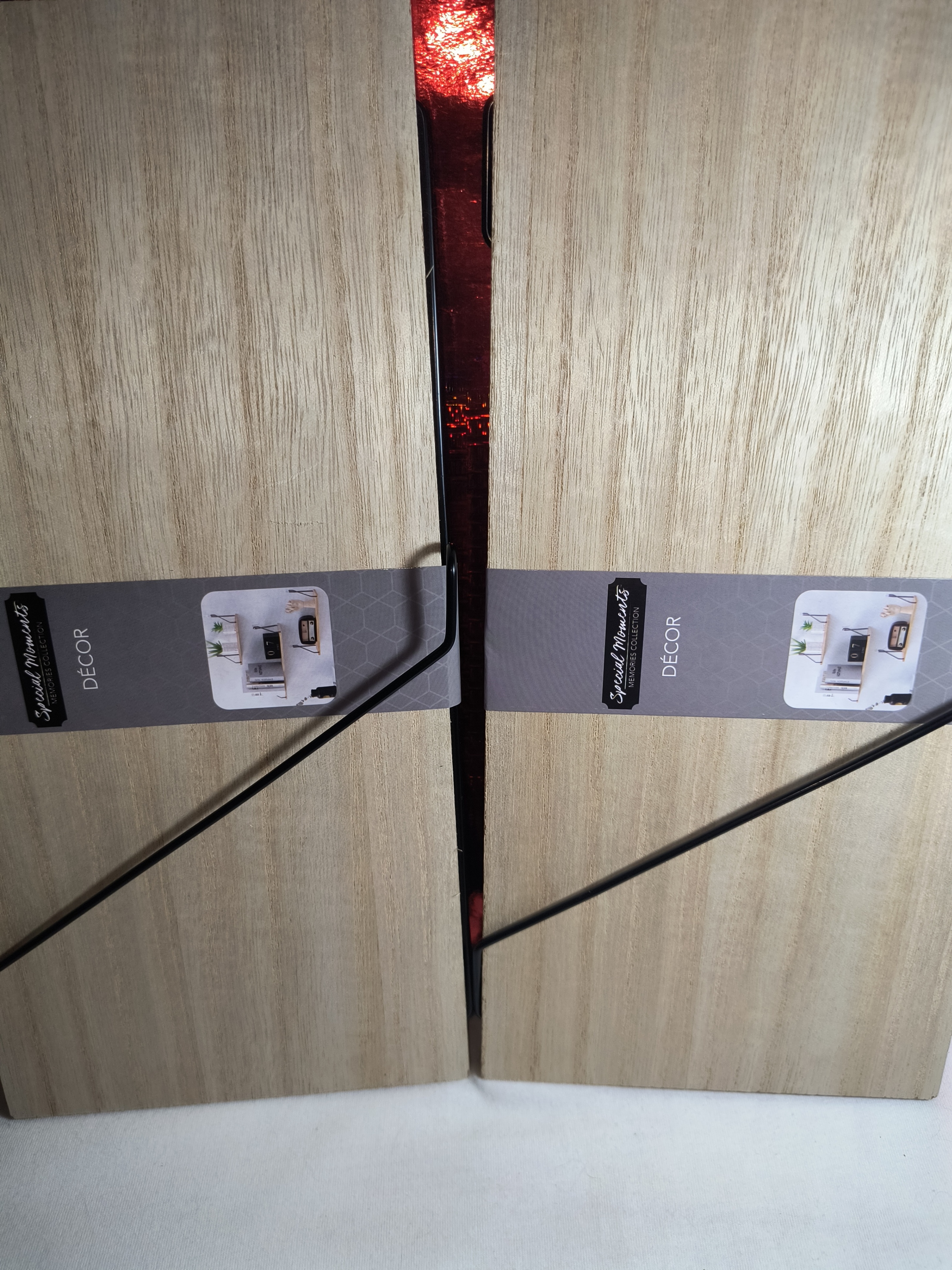 2x Special Moments Floating Solid Wood Wall Shelf Metal!!