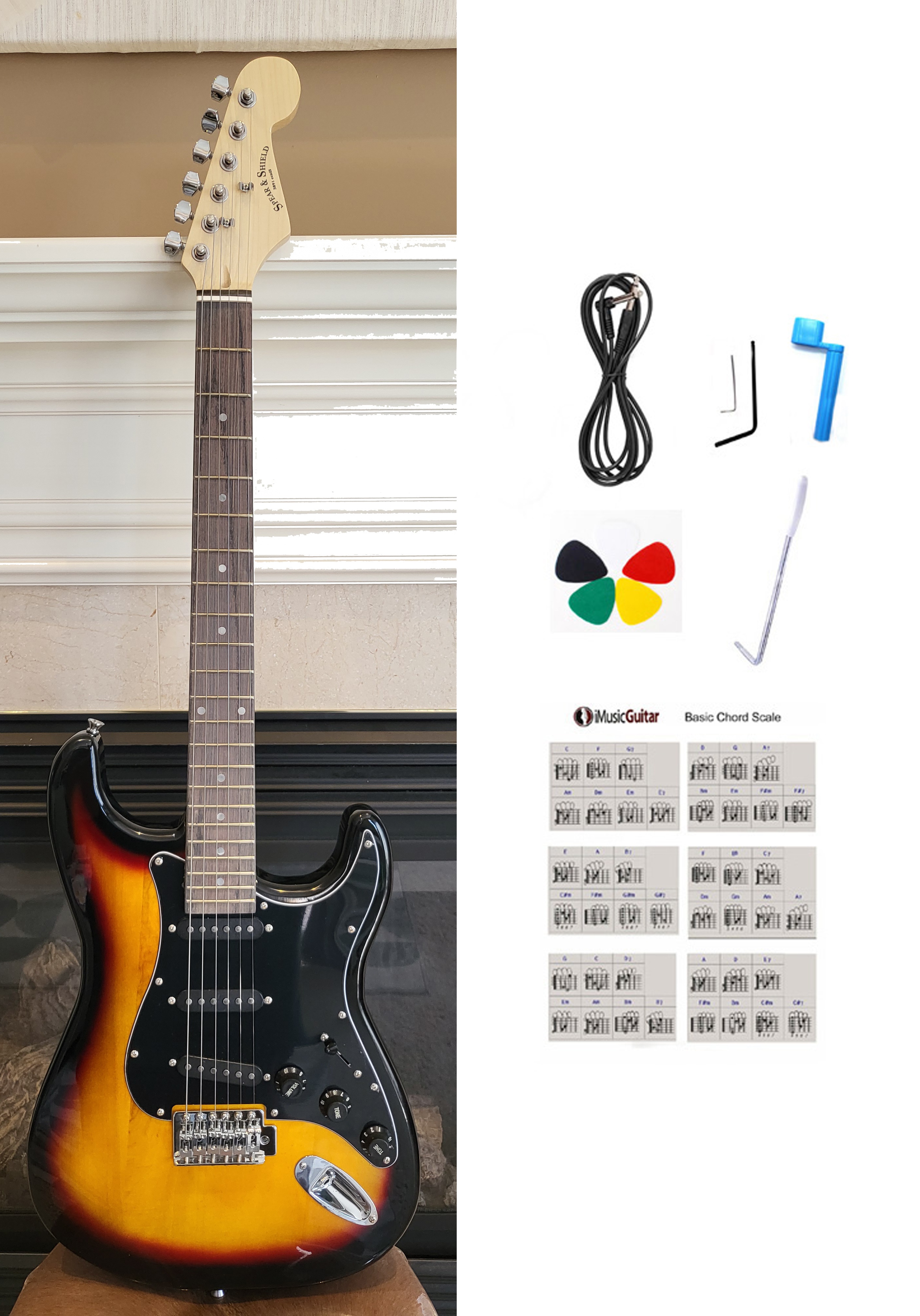 Brand New Spear & Shield Electric Guitar - Stratocaster Style