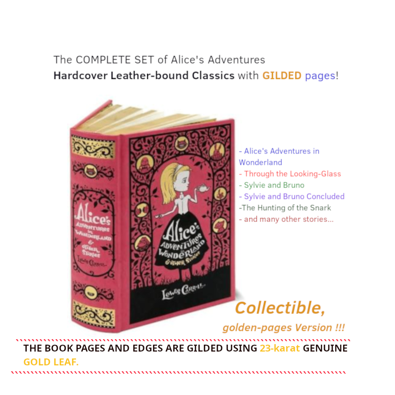 Alice's Adventures in Wonderland - COMPLETE SET, New! Gilded !!!