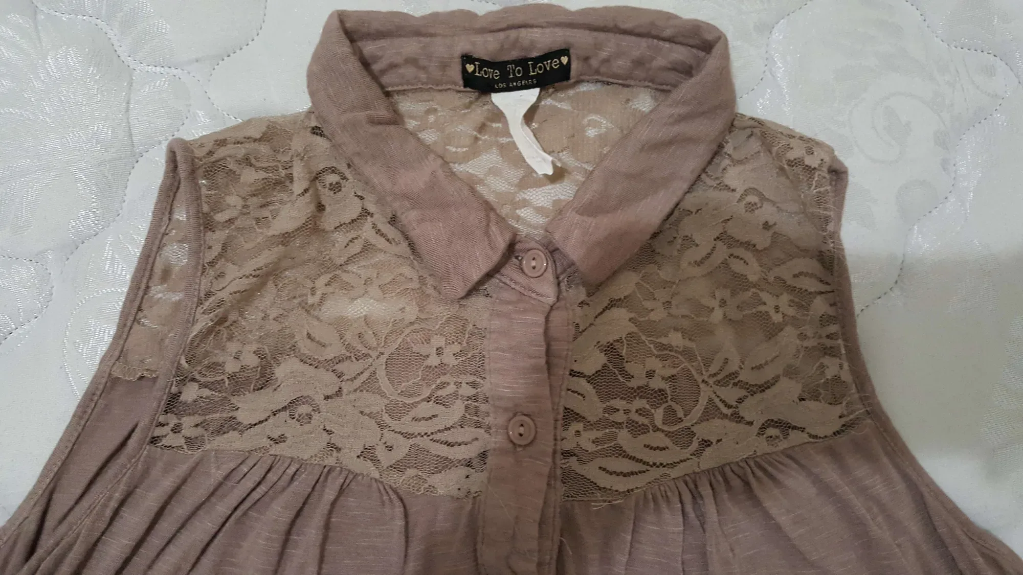 Lace and Fabric Button Down "Love to Love (Los Angeles)" Top ... - photo 5