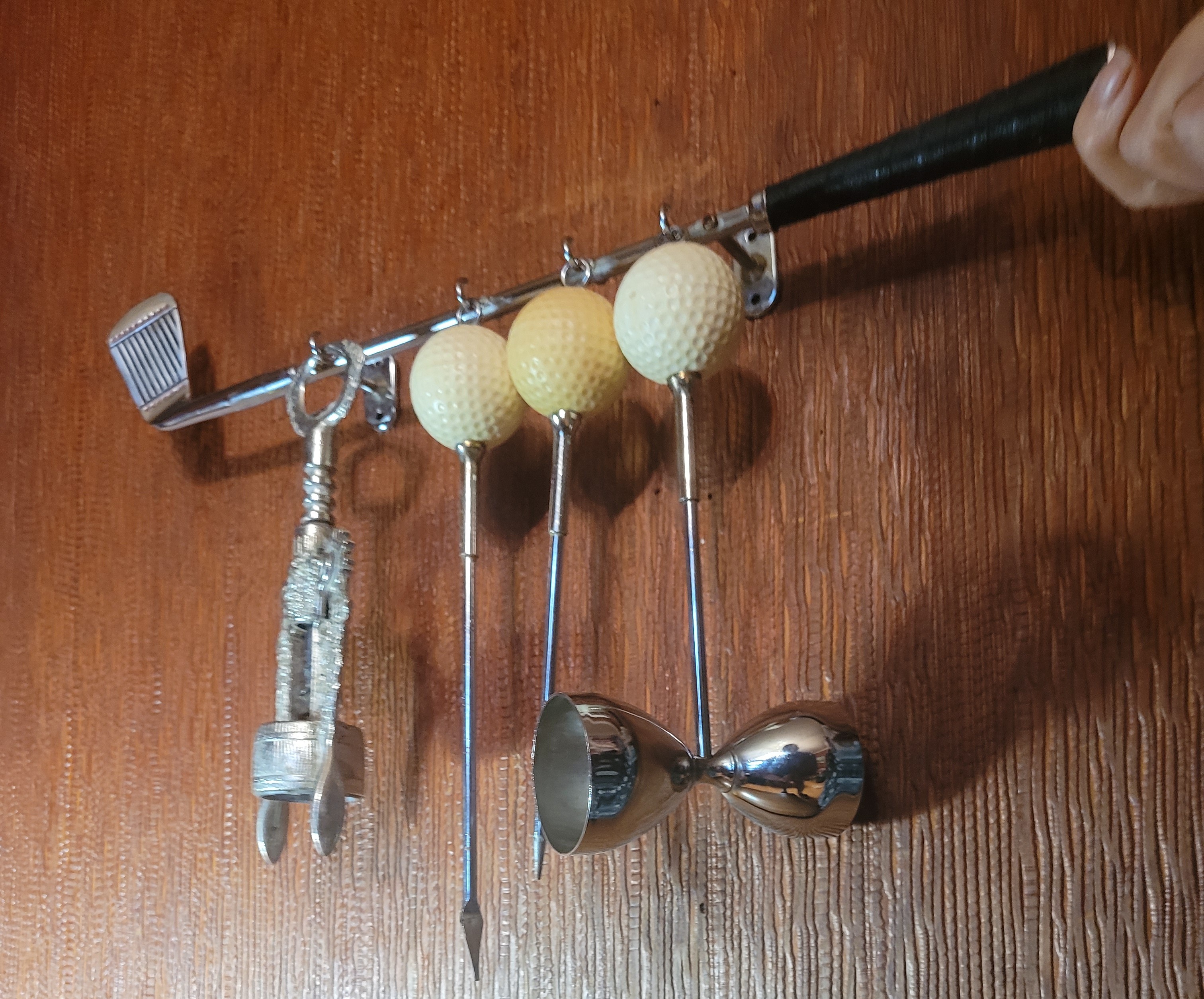 1960s Golf Bar Tool Set Wall Mounted Golf Club Rack