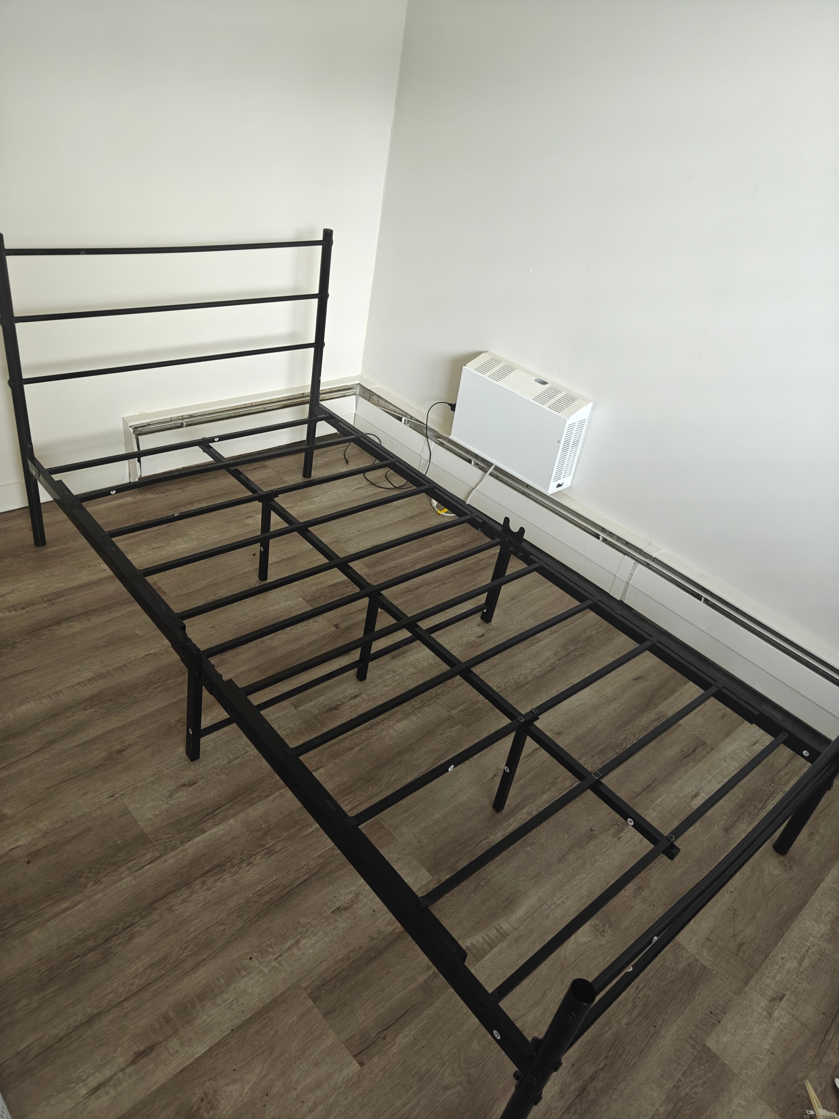 Bed Frame Black Metal Twin Size with Memory Foam Mattress - photo 5