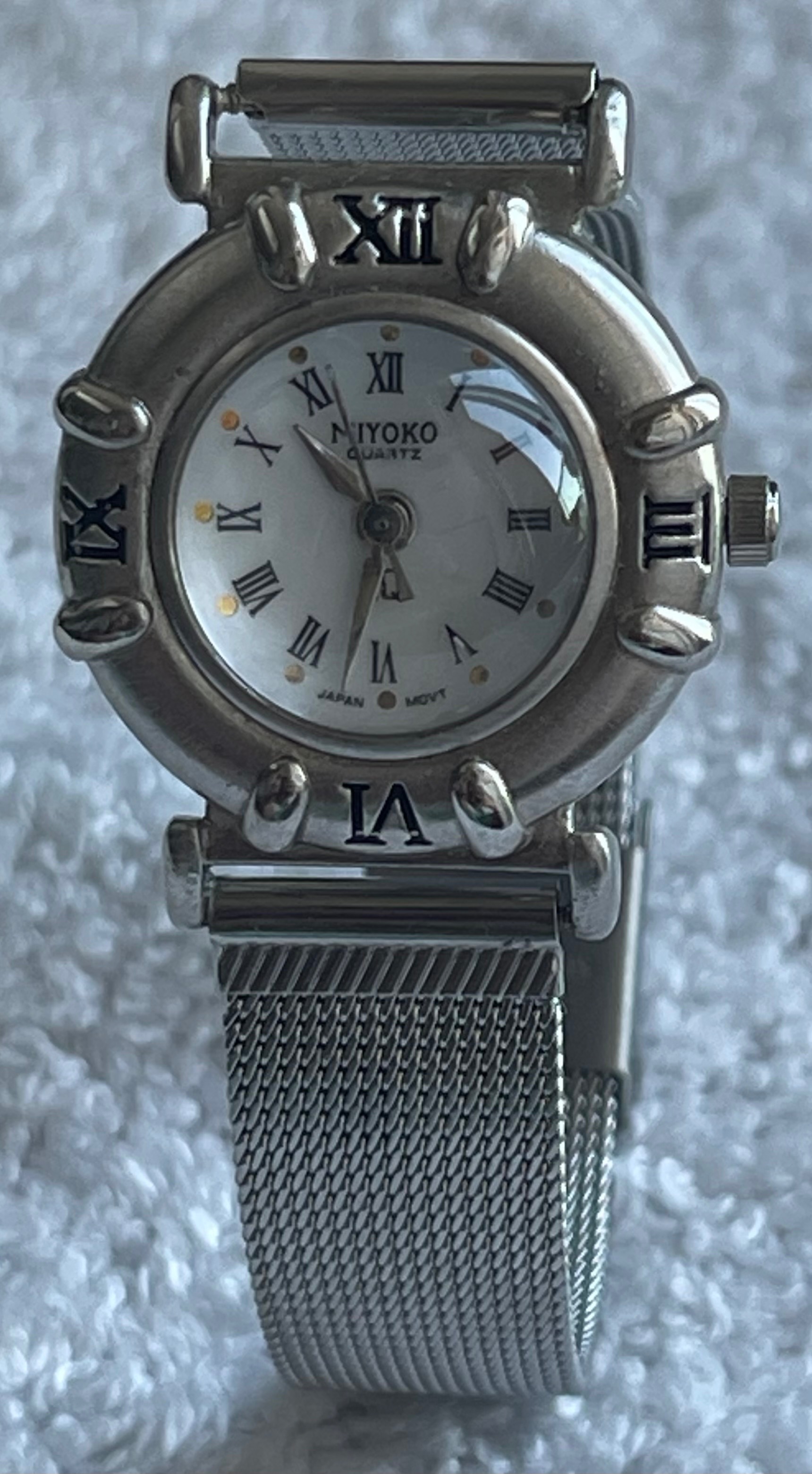 Vintage Miyoko Silver Mesh Roman Numeral Watch (Needs Battery) - photo 2