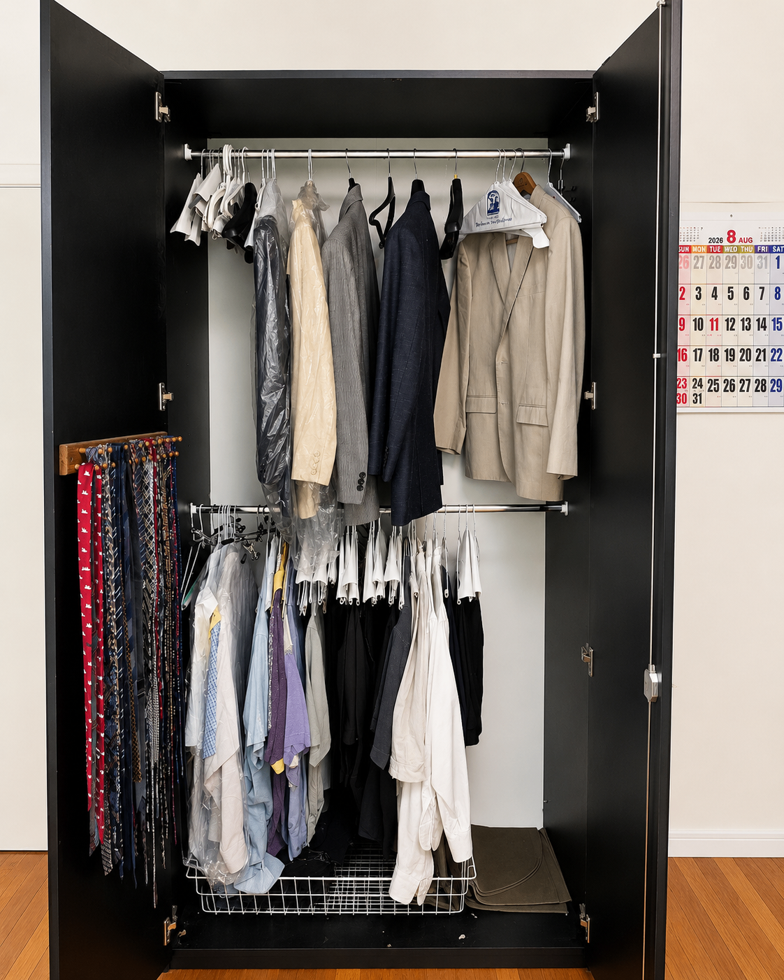 🖤 Large Black Wardrobe with Mirrored Doors - photo 2