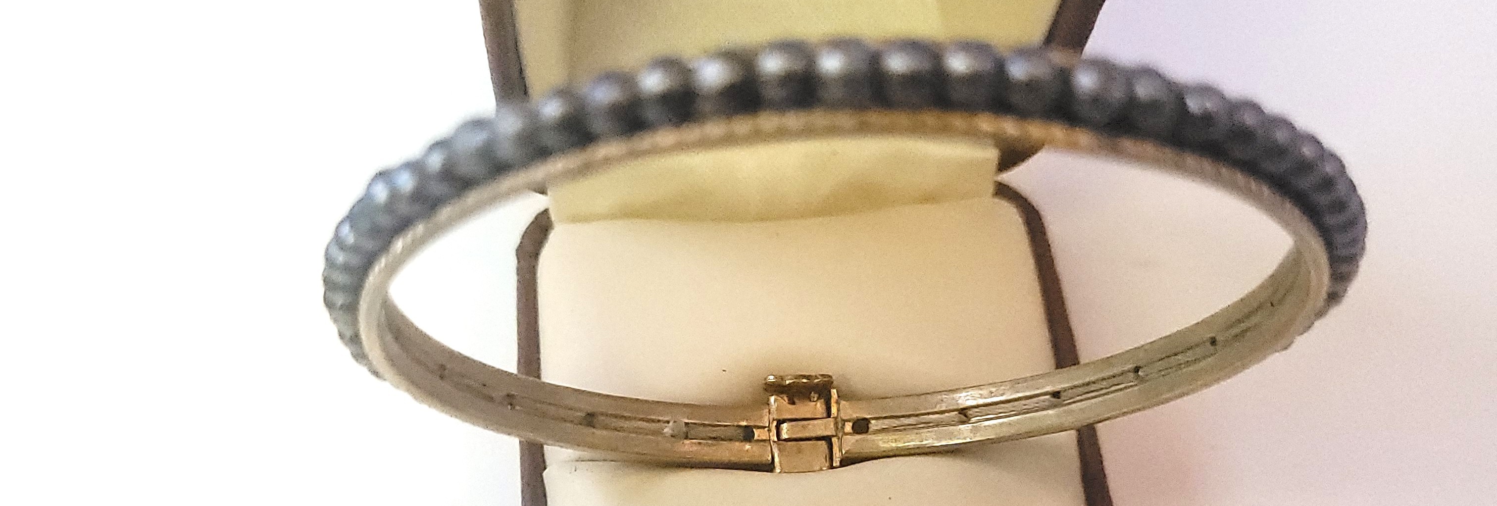 Sloan & Co Antique 1900 Ruby Red Glass Seed Pearl Hinge Bangle - photo 4