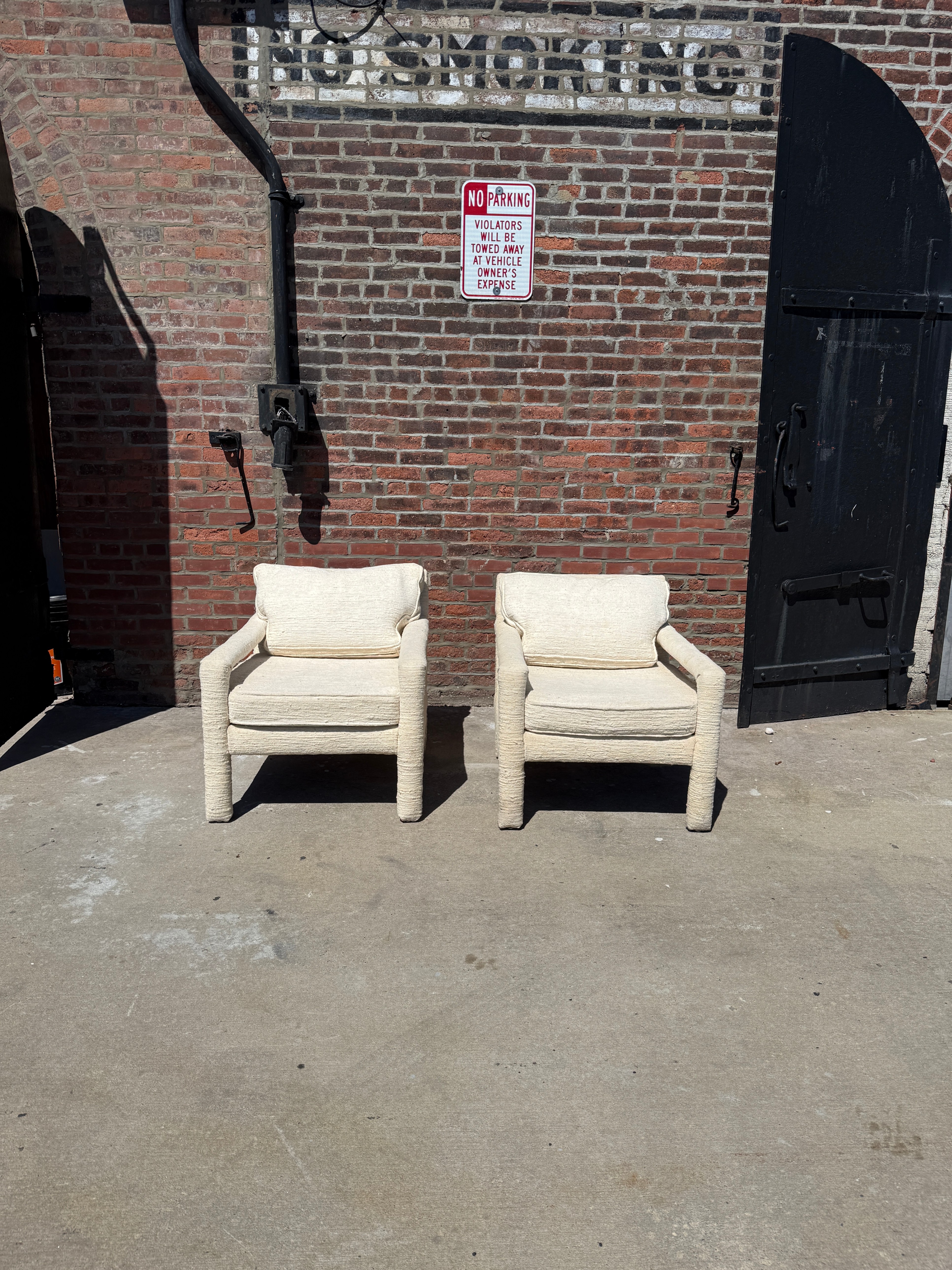 Pair of Vintage Milo Baughman Chunky Tubular Lounge Chairs