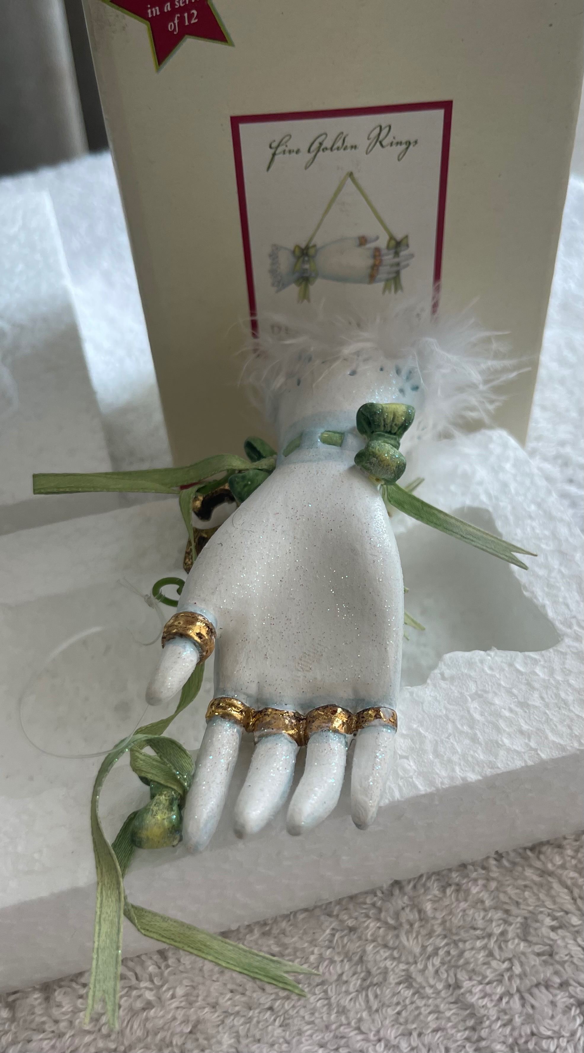 Vintage 2005 Dept 56 Patience Brewster 5 Golden Rings Ornament - photo 3