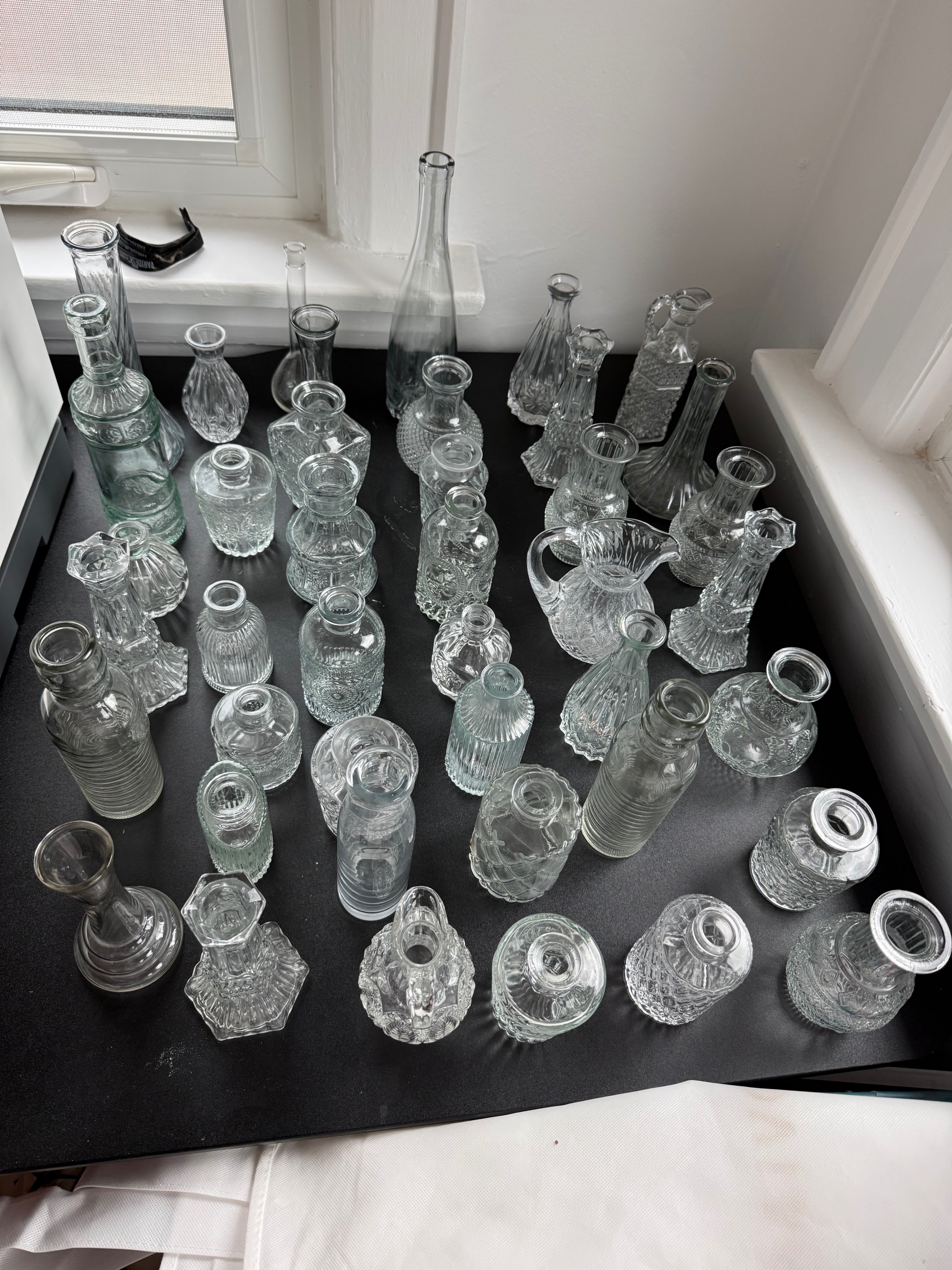 45 Assorted Clear Bud Vases