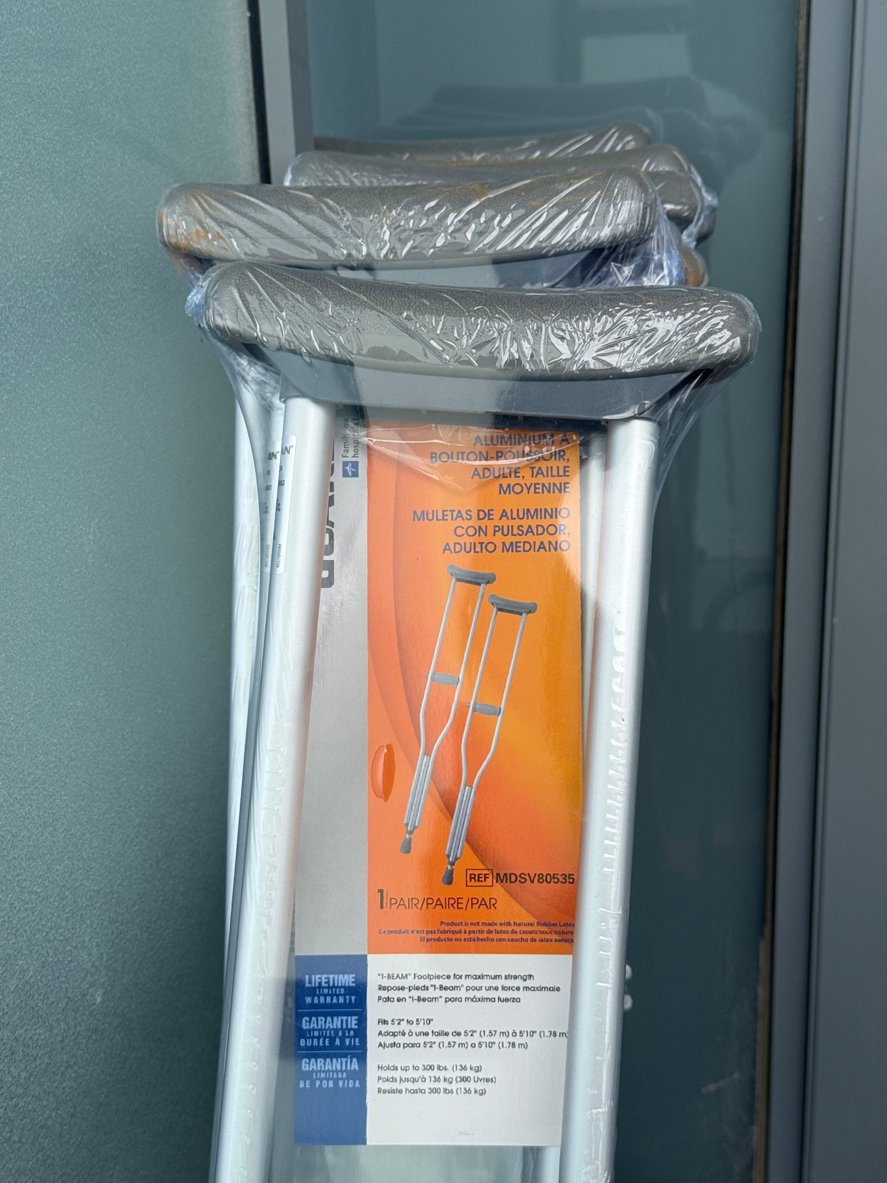 Brand New Medline Aluminum Crutches - Medium Adult  Price: - photo 2