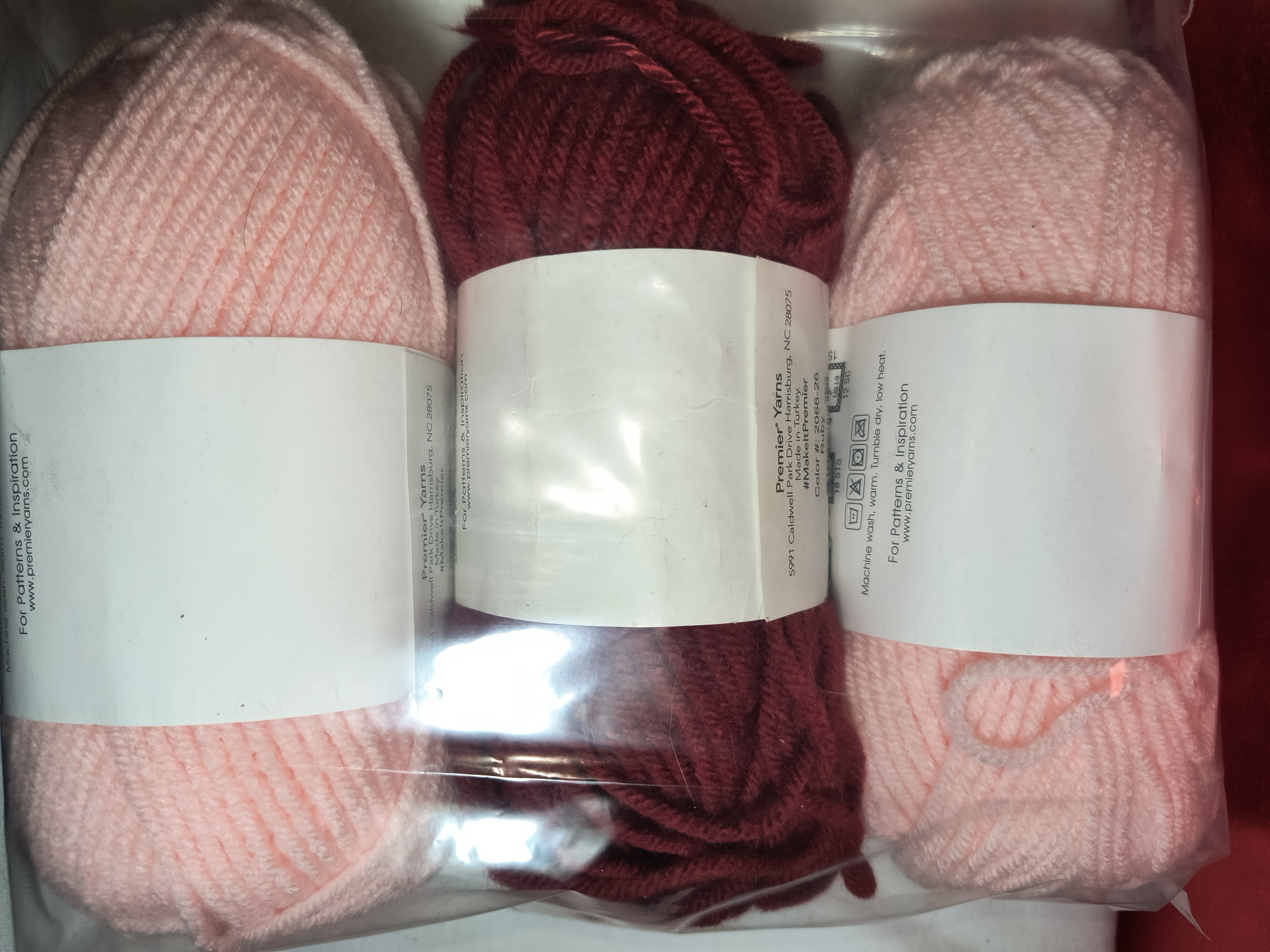 3x Peach and Burgundy Premier Yarns Worsted Yarn Skein Bundle! - photo 4