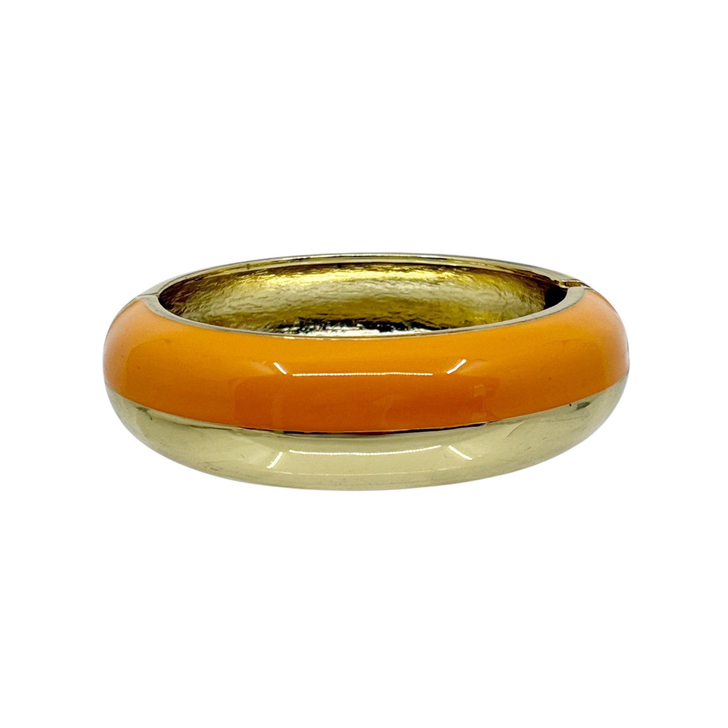 Gold tone enamel hinged bangle bracelet - photo 3
