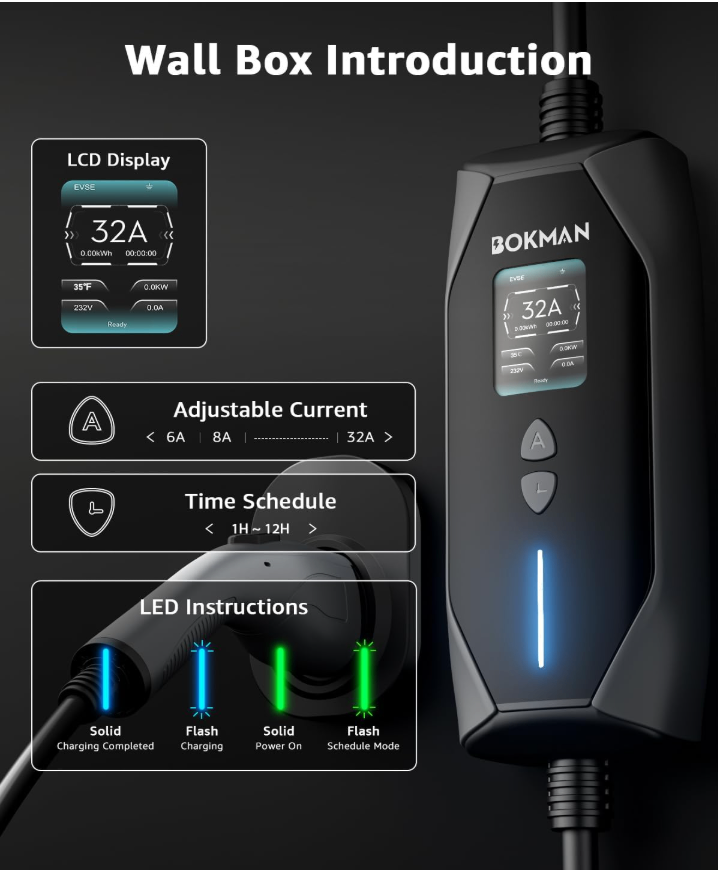BRAND NEW Bokman Portable Level 1 & Level 2 EV Charger - photo 3