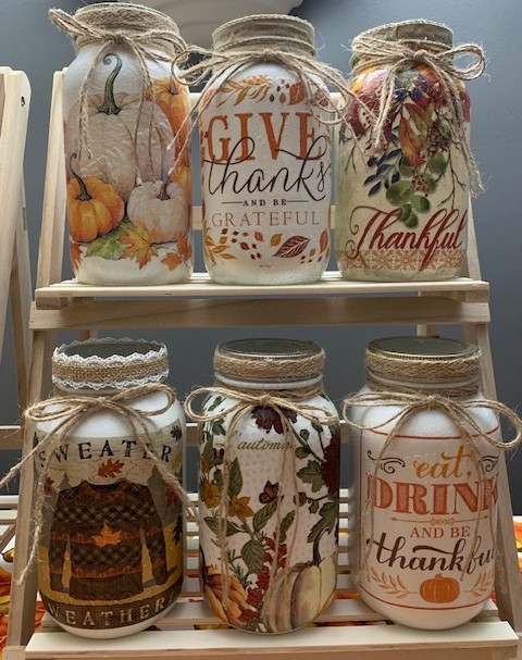 Hand-Painted Fall Mason Jars | Rustic Autumn Centerpiece Decor