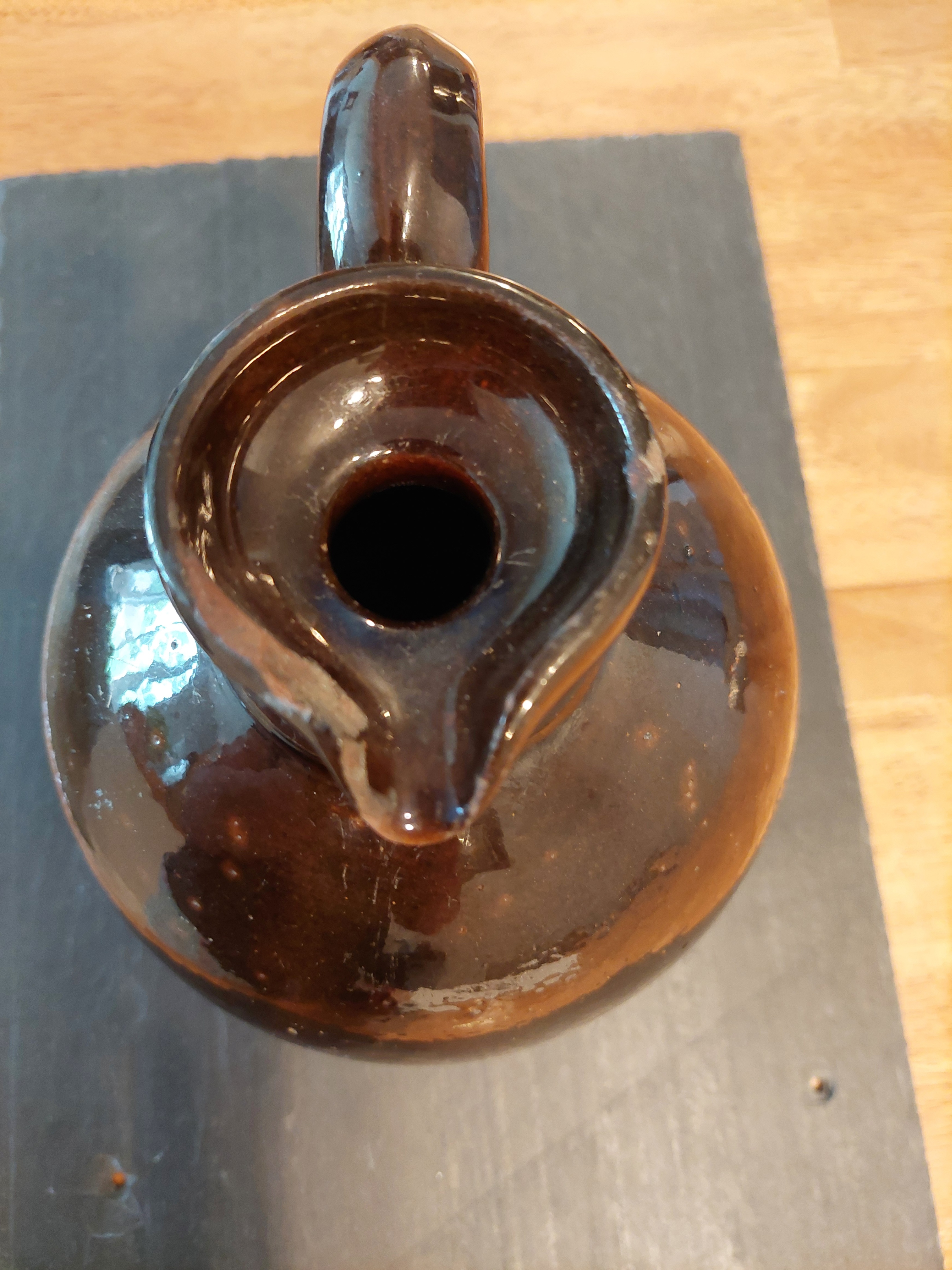 Vintage Redware Dark Brown Ceramic Jug - photo 2